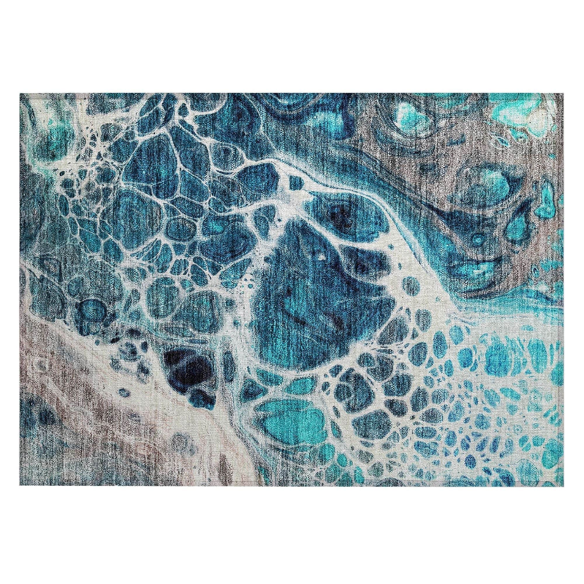 Machine Washable Teal Rug - Indoor / Outdoor - Kids / Pet Friendly Modern Print Rug