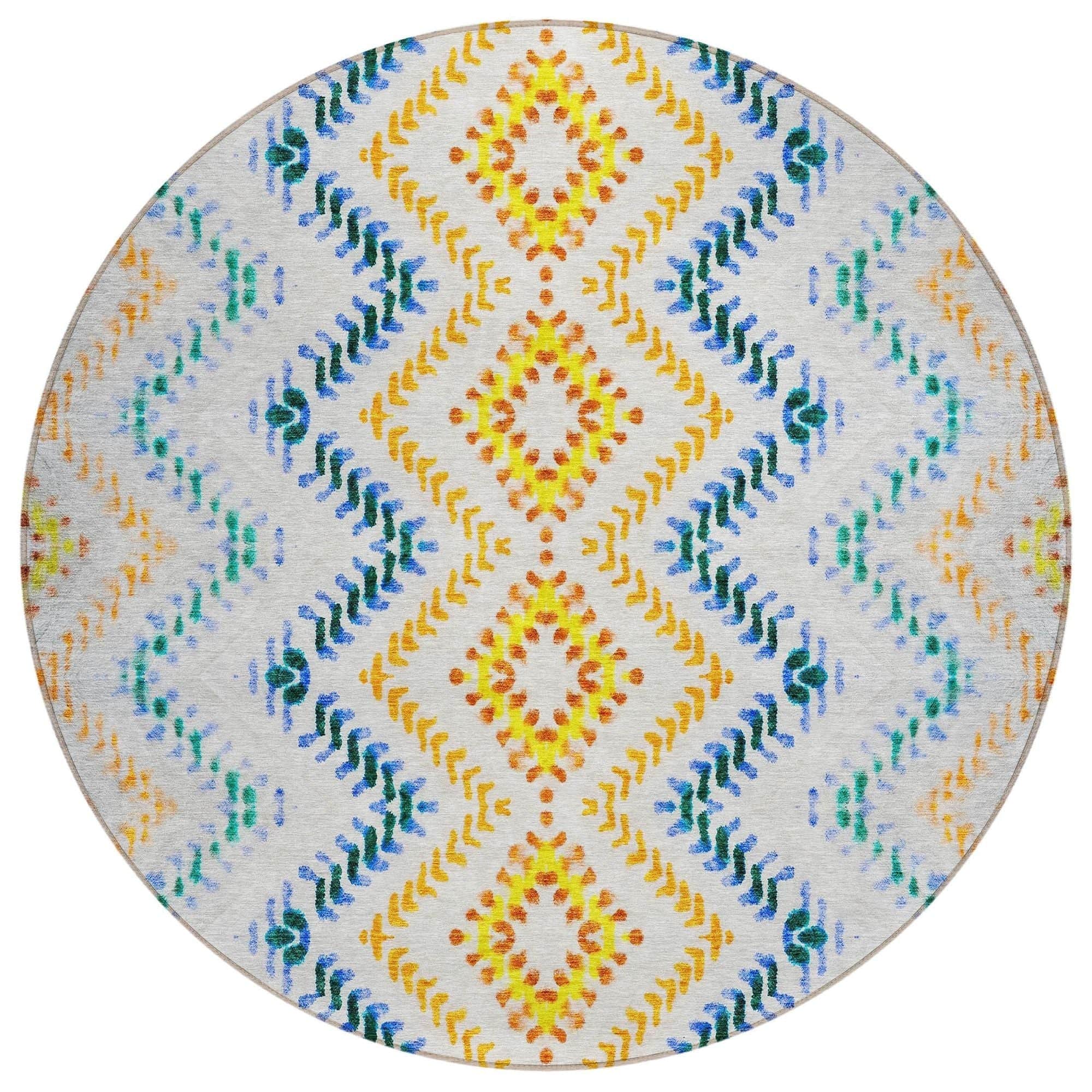 Machine Washable Ivory Rug - Indoor / Outdoor - Kids / Pet Friendly Geometric Print Rug