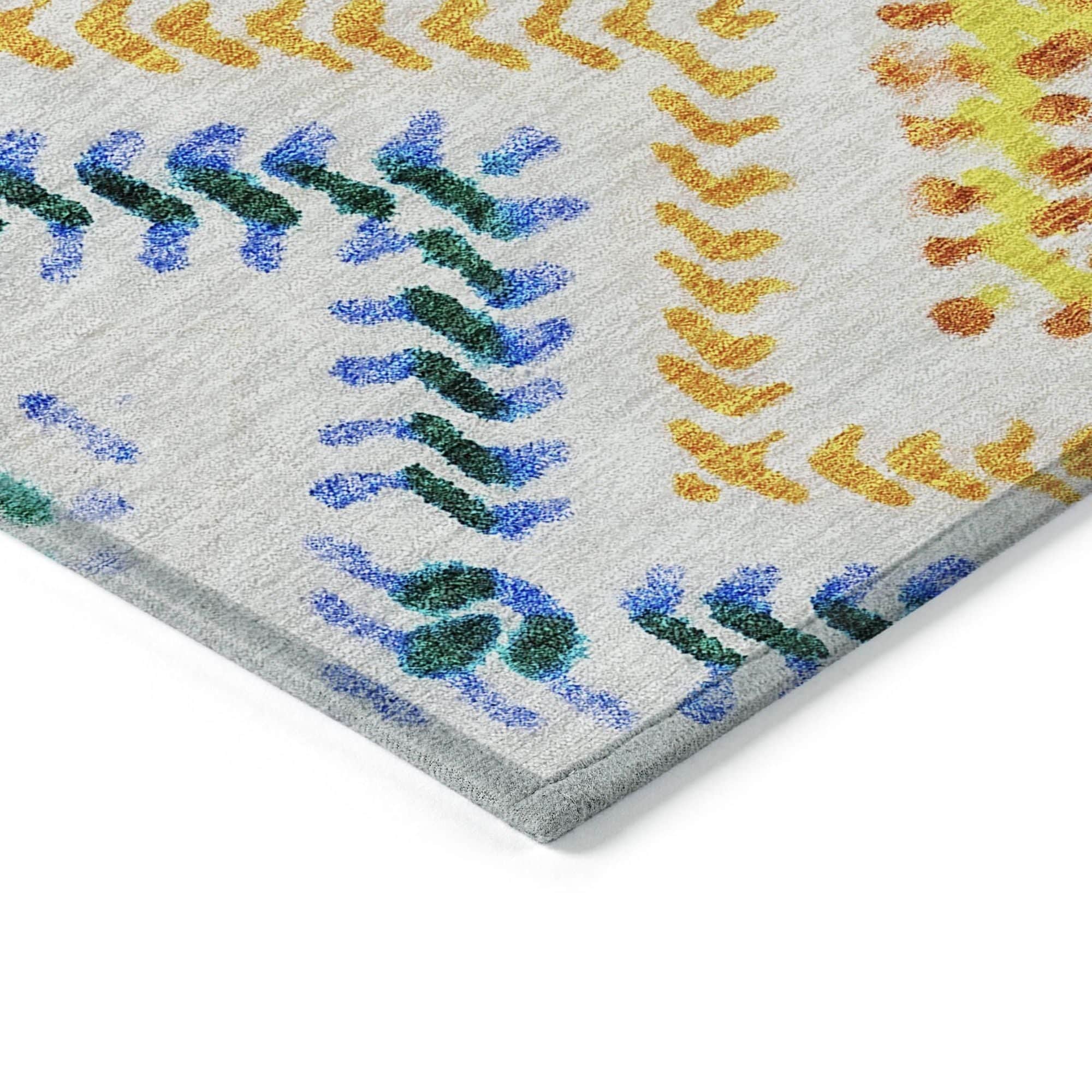 Machine Washable Ivory Rug - Indoor / Outdoor - Kids / Pet Friendly Geometric Print Rug