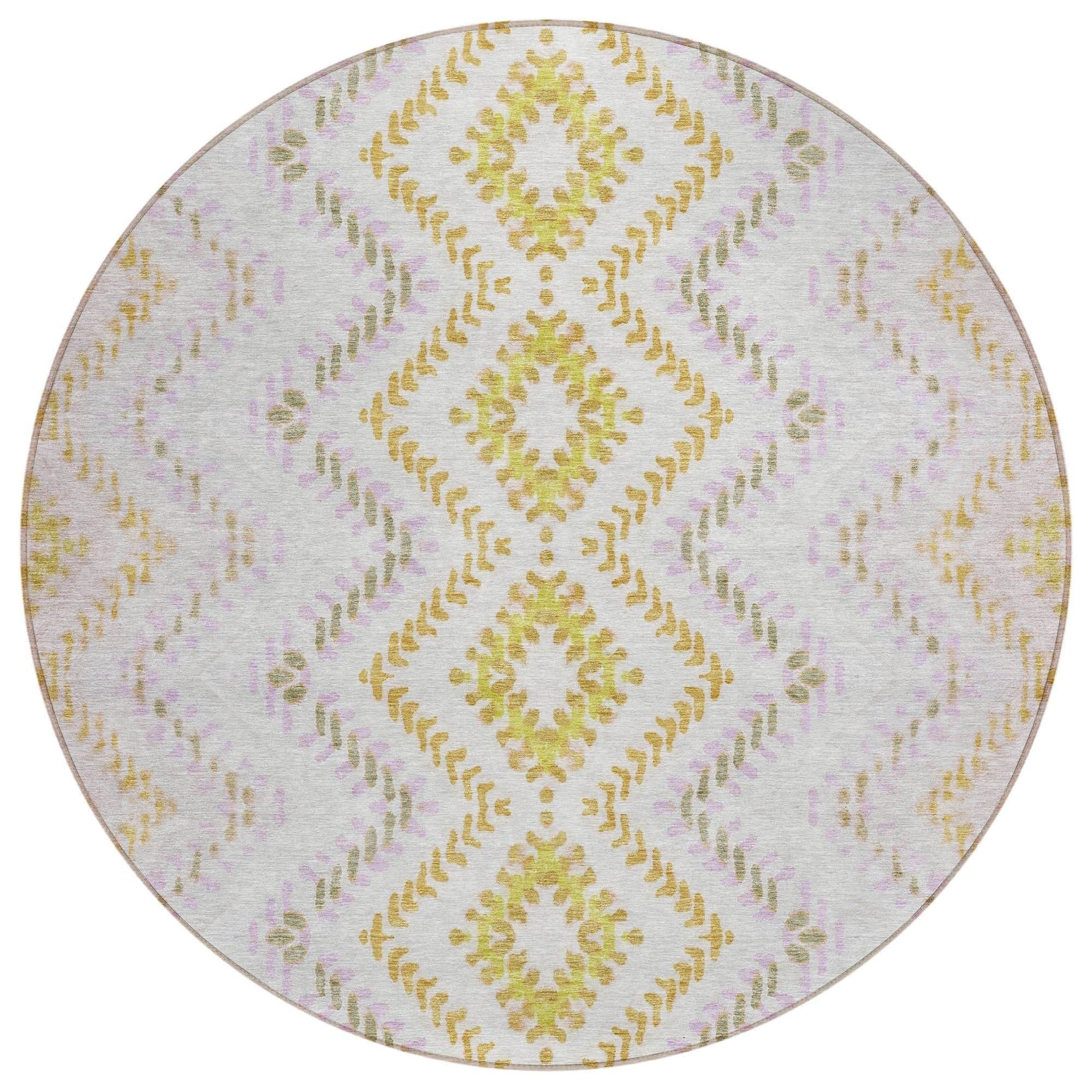 Machine Washable Pearl Ivory Rug - Indoor / Outdoor - Kids / Pet Friendly Geometric Print Rug
