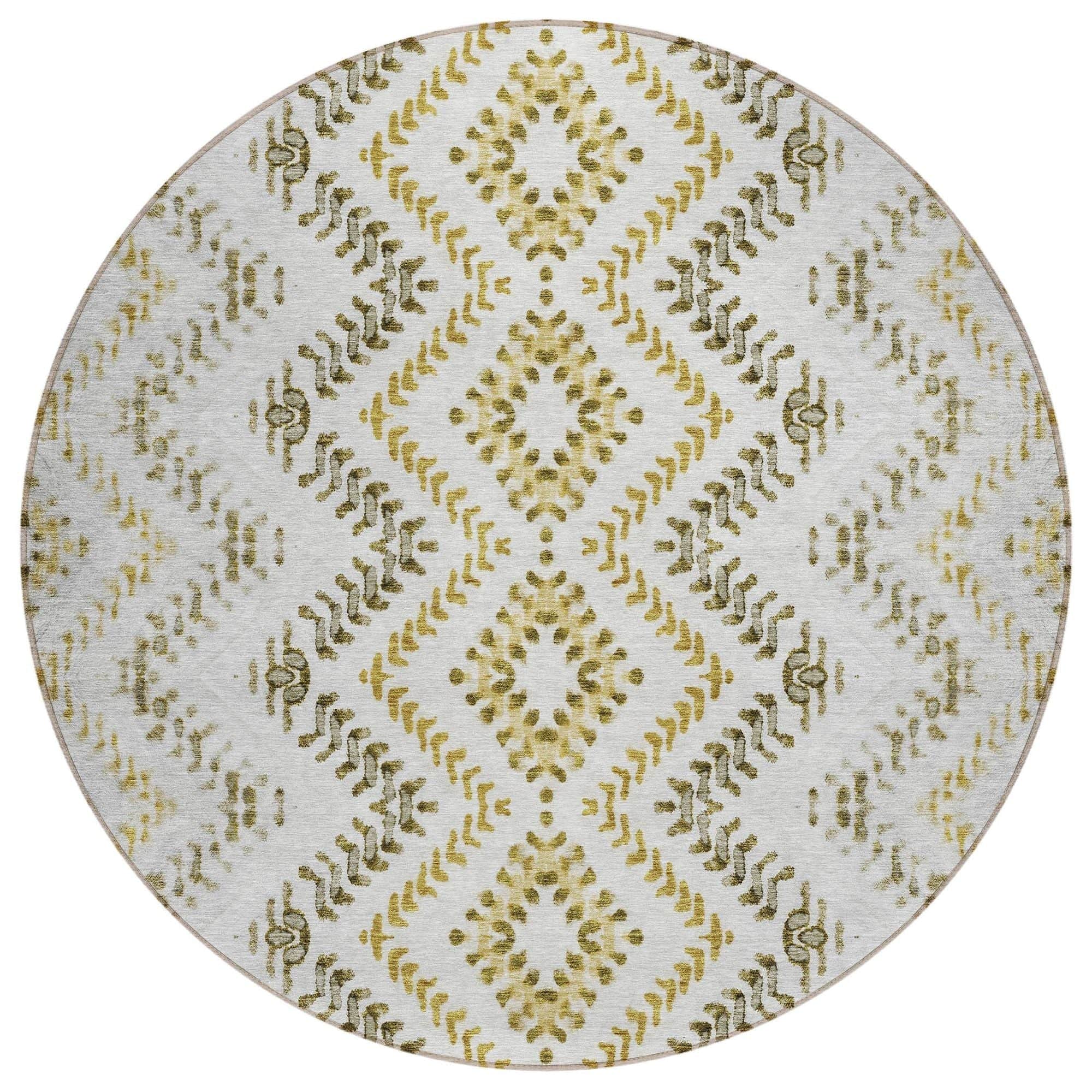 Machine Washable Taupe Brown Rug - Indoor / Outdoor - Kids / Pet Friendly Geometric Print Rug