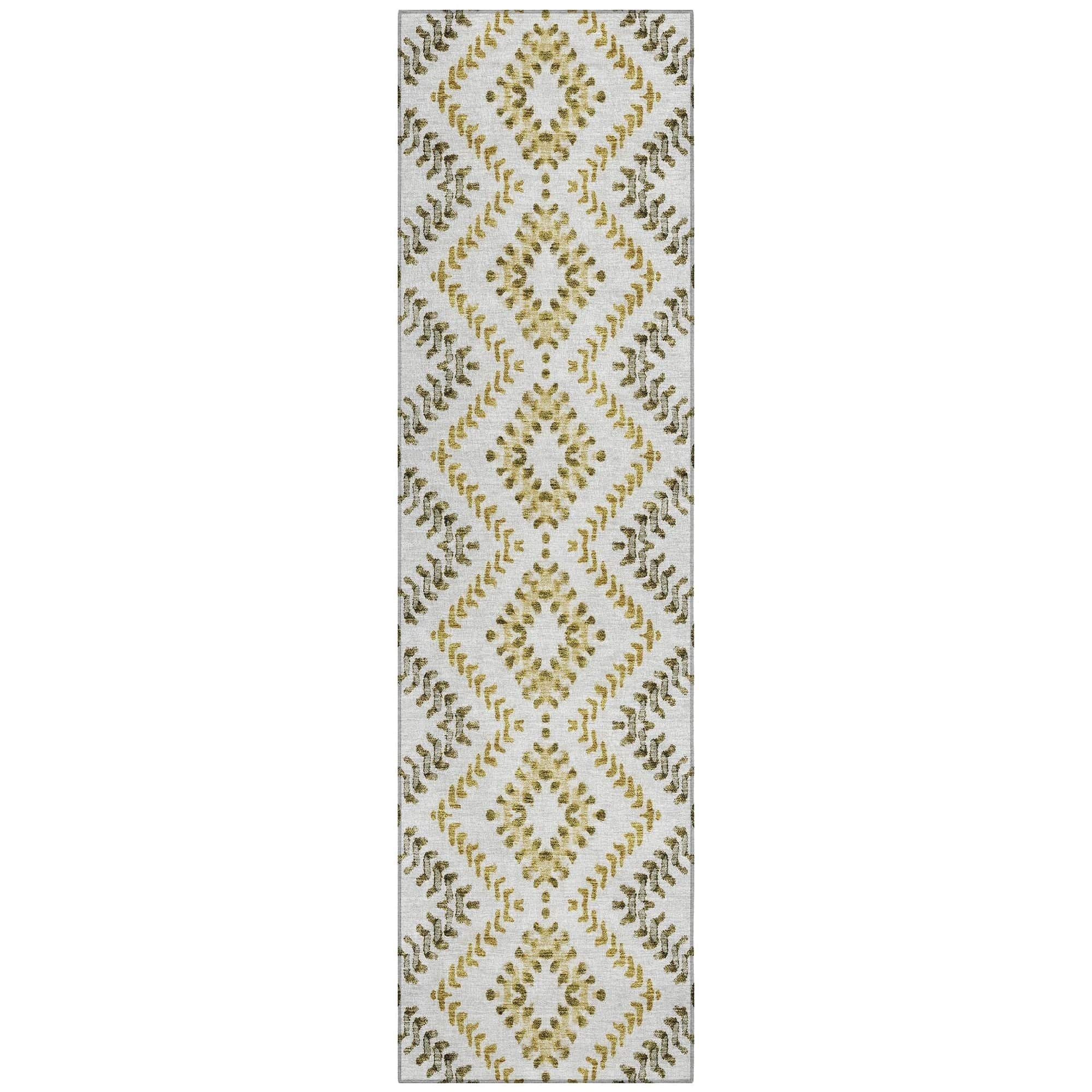 Machine Washable Taupe Brown Rug - Indoor / Outdoor - Kids / Pet Friendly Geometric Print Rug
