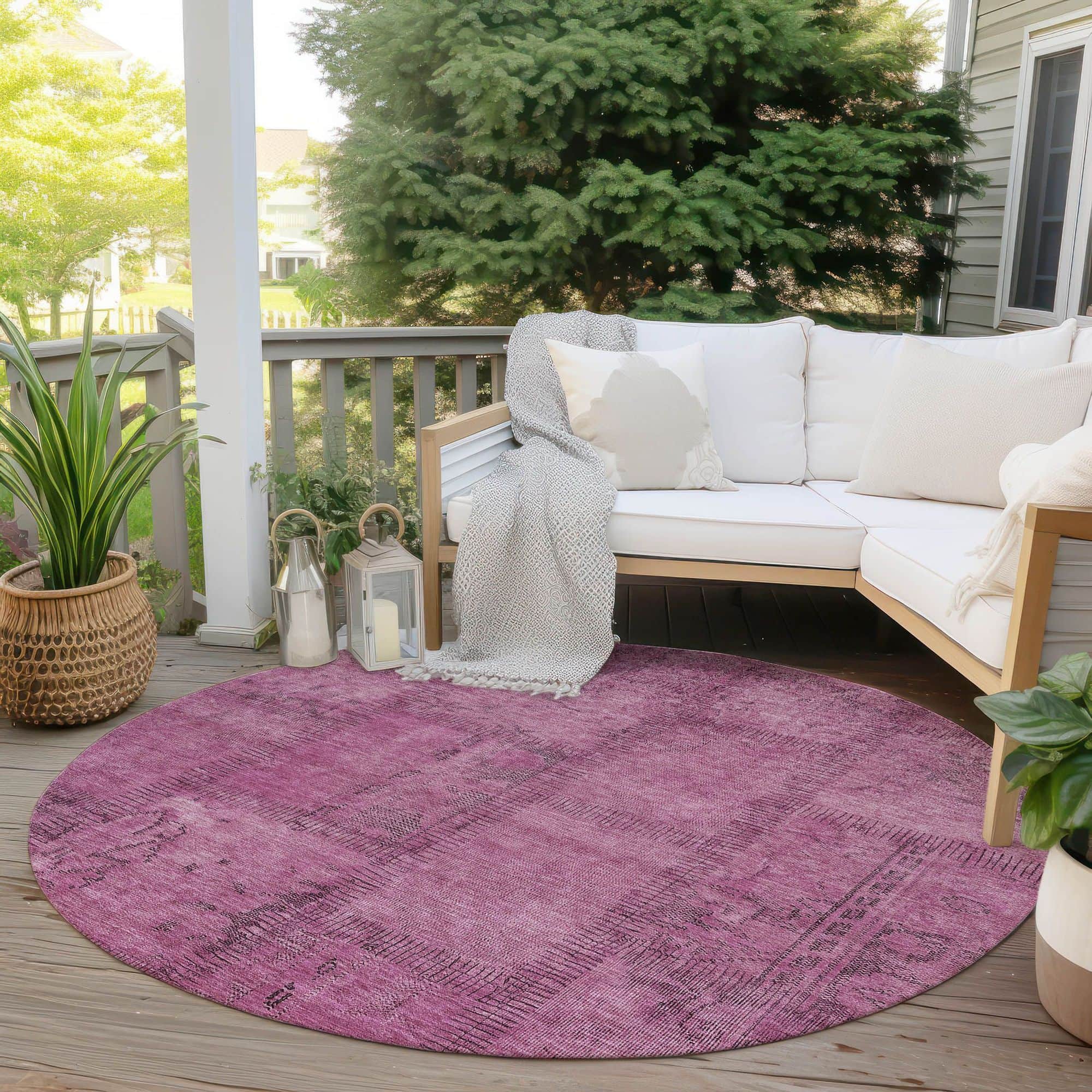 Machine Washable Blush Pink Rug - Indoor / Outdoor - Kids / Pet Friendly Patchwork Print Rug