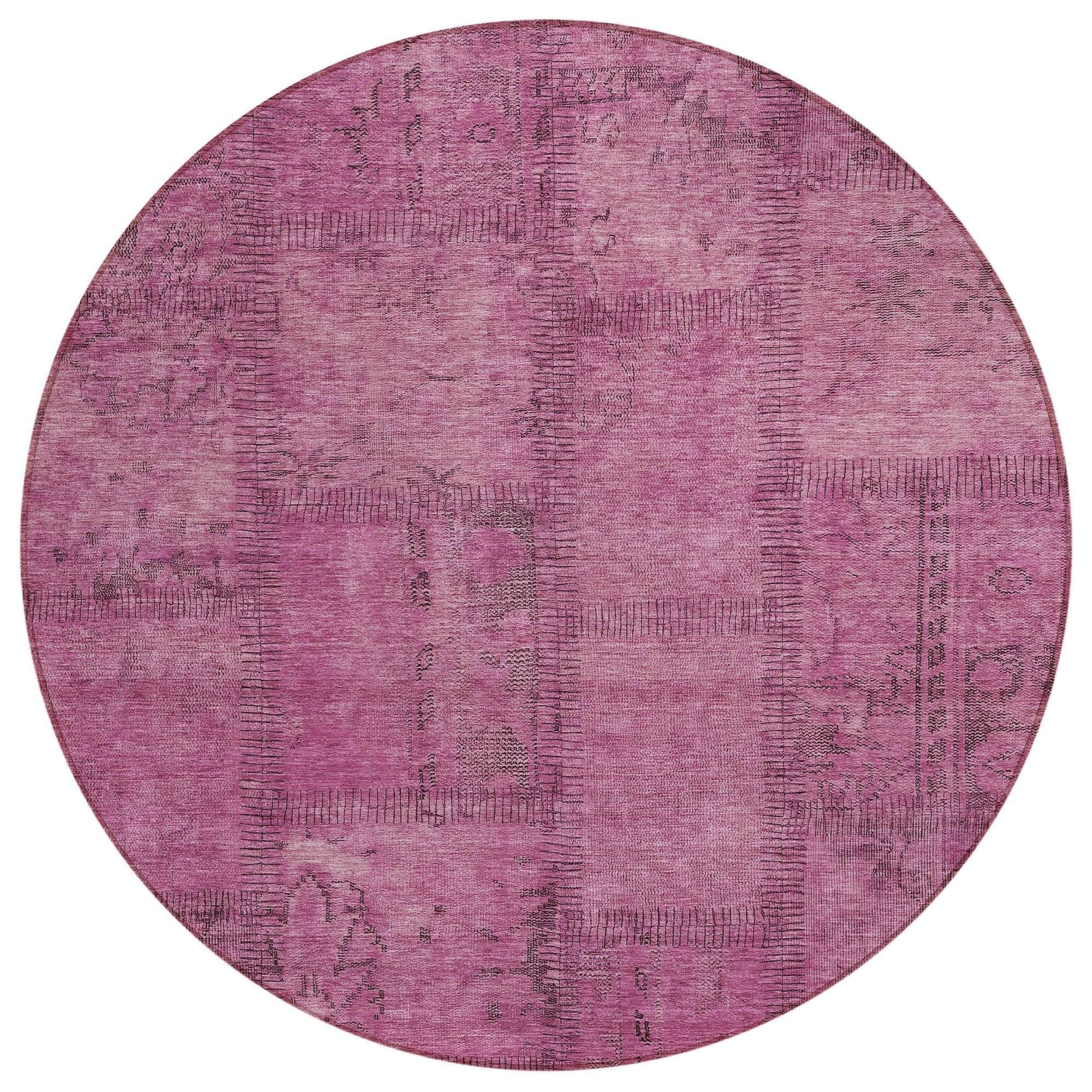 Machine Washable Blush Pink Rug - Indoor / Outdoor - Kids / Pet Friendly Patchwork Print Rug