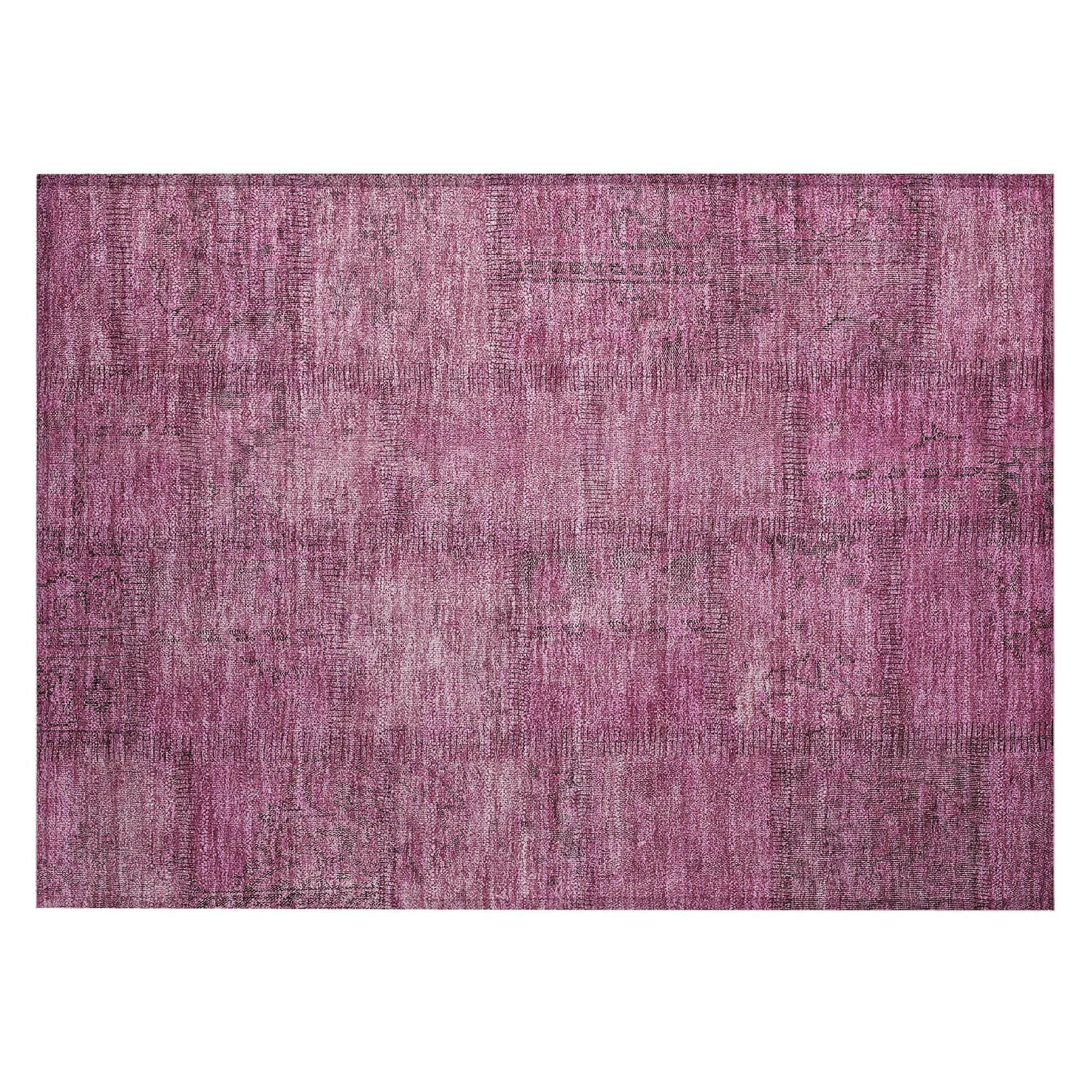 Machine Washable Blush Pink Rug - Indoor / Outdoor - Kids / Pet Friendly Patchwork Print Rug