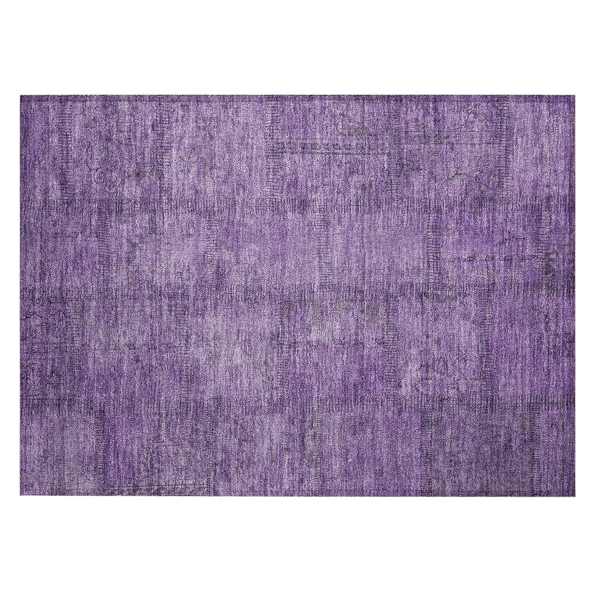 Machine Washable Purple Rug - Indoor / Outdoor - Kids / Pet Friendly Patchwork Print Rug