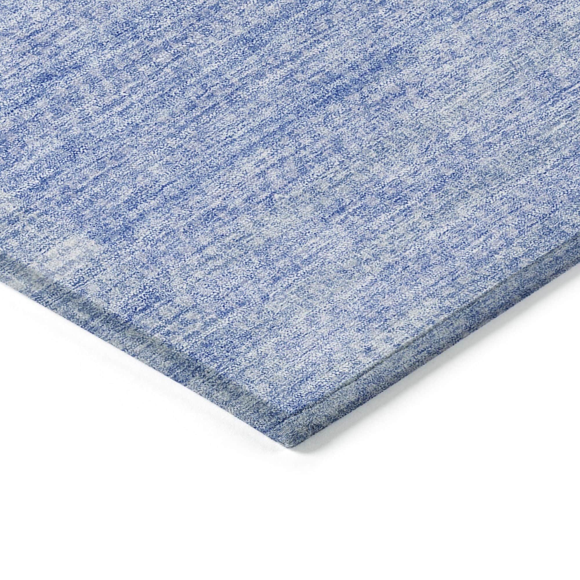 Machine Washable Blue Rug - Indoor / Outdoor - Kids / Pet Friendly Striped Print Rug
