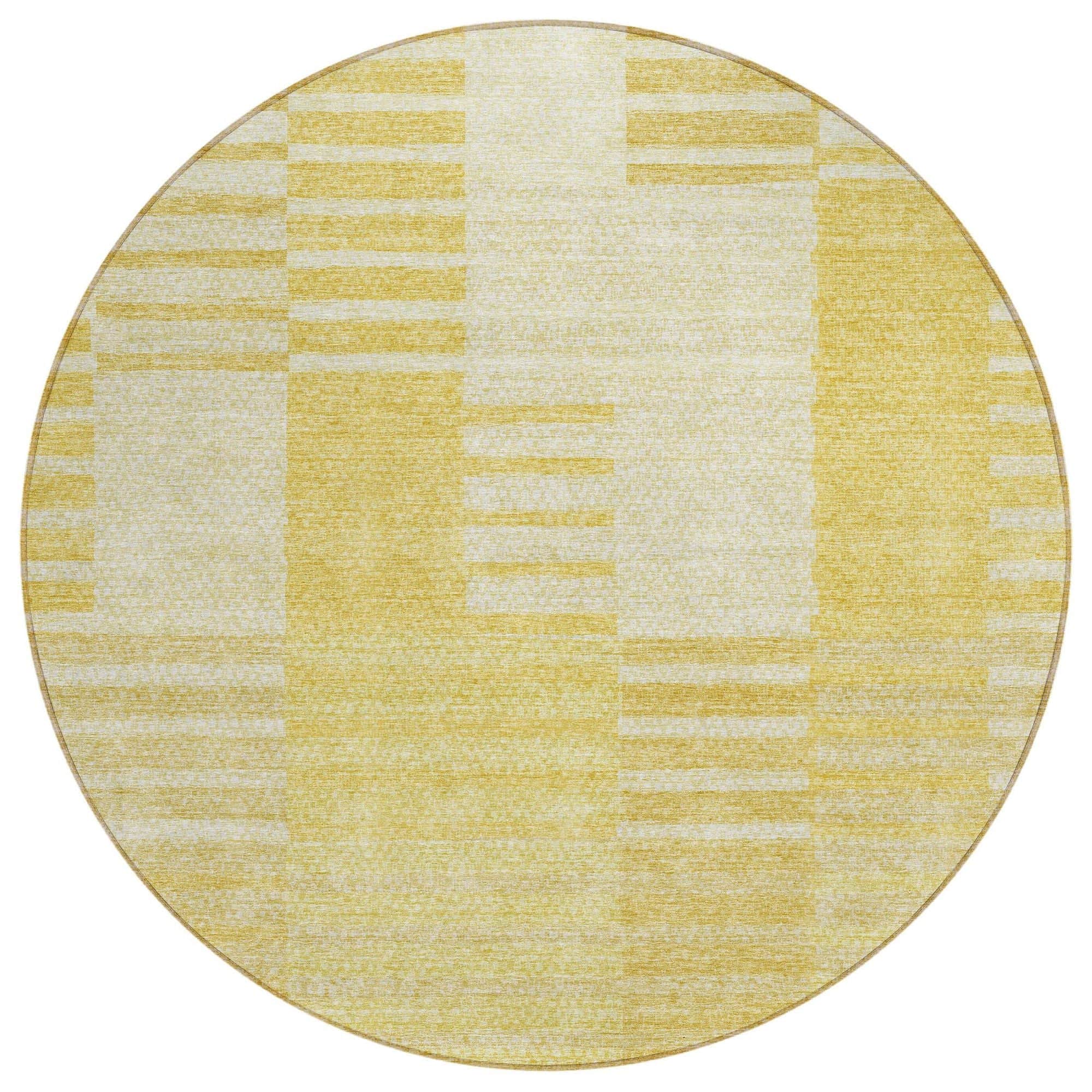 Machine Washable Honey Gold Rug - Indoor / Outdoor - Kids / Pet Friendly Striped Print Rug