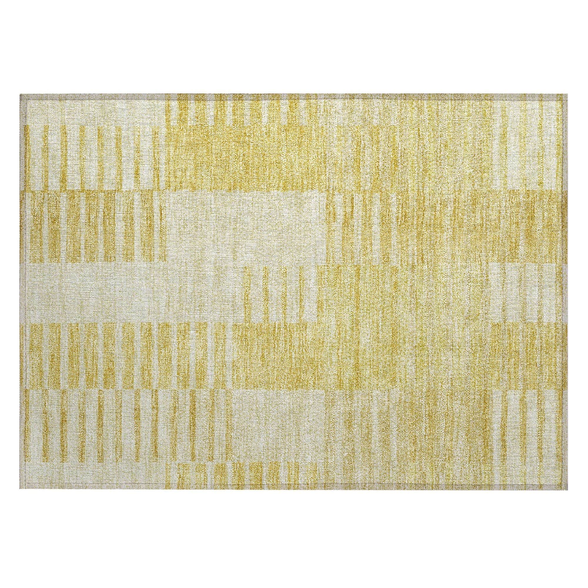 Machine Washable Honey Gold Rug - Indoor / Outdoor - Kids / Pet Friendly Striped Print Rug