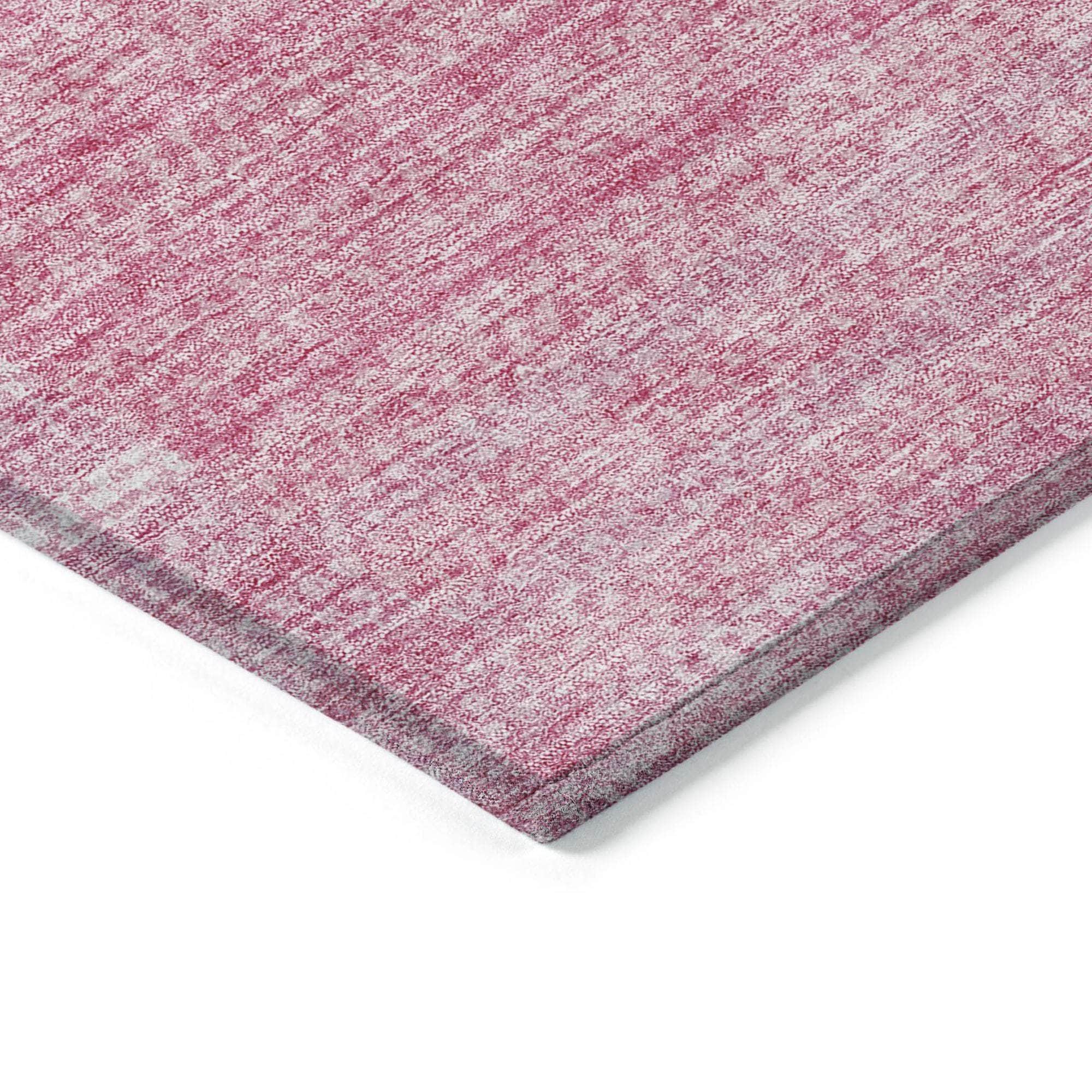 Machine Washable Pink Rug - Indoor / Outdoor - Kids / Pet Friendly Striped Print Rug