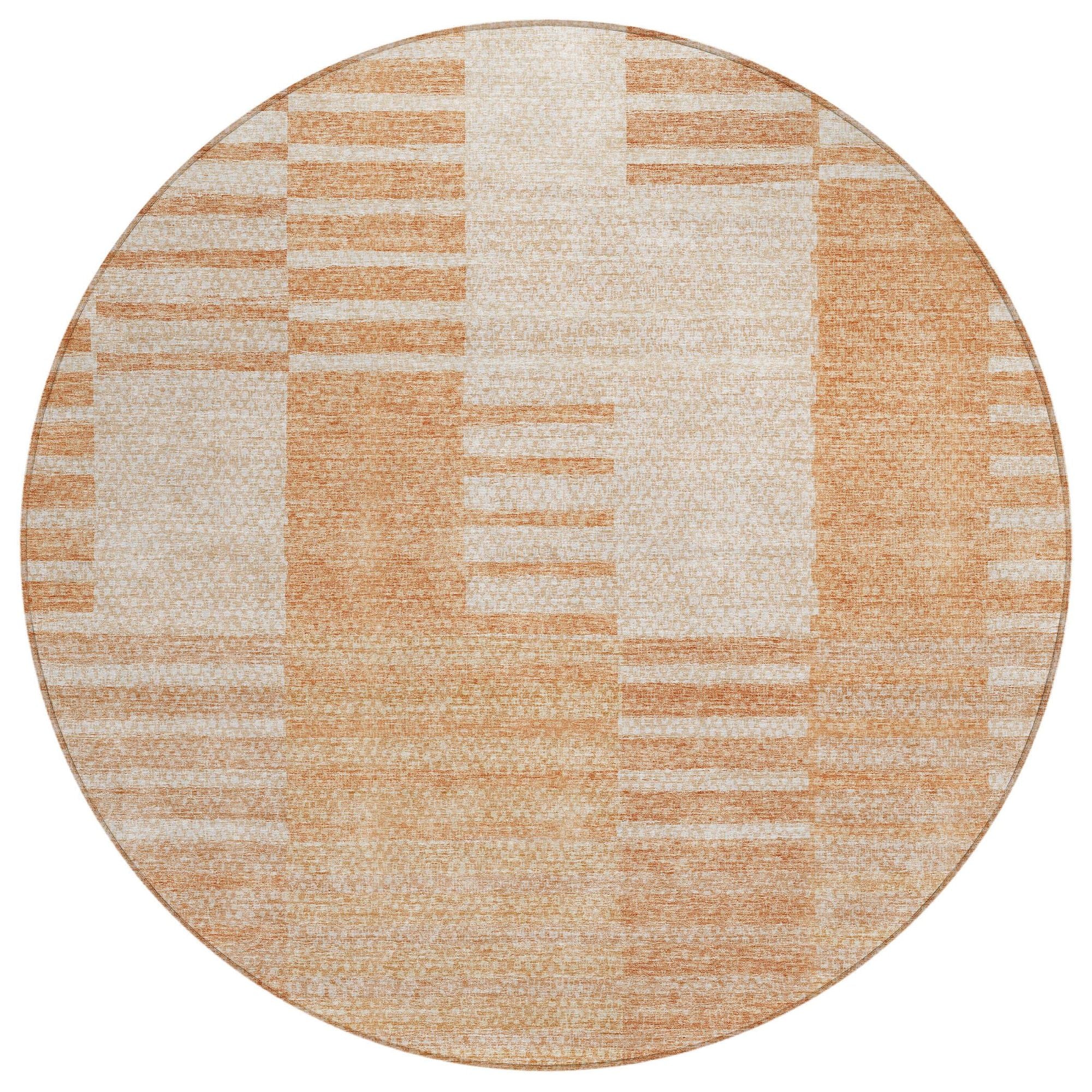 Machine Washable Salmon Orange Rug - Indoor / Outdoor - Kids / Pet Friendly Striped Print Rug