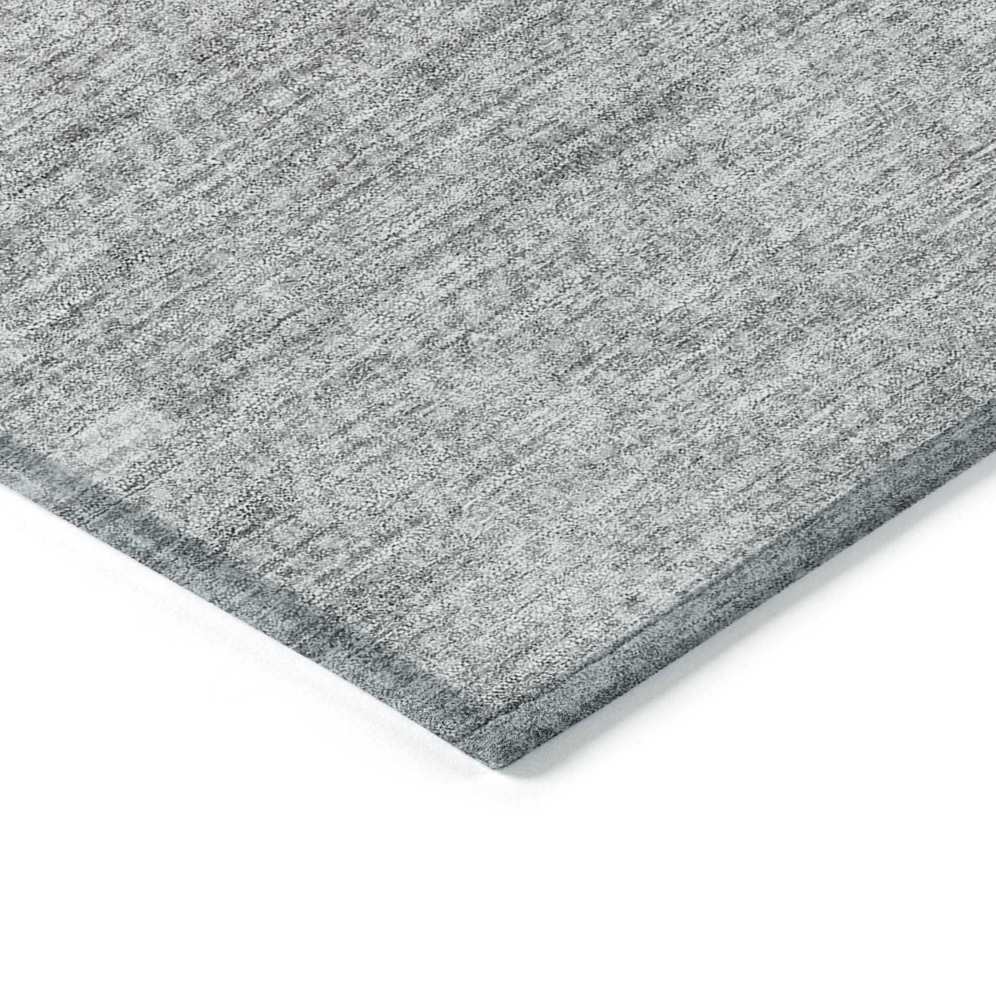 Machine Washable Silver Gray Rug - Indoor / Outdoor - Kids / Pet Friendly Striped Print Rug