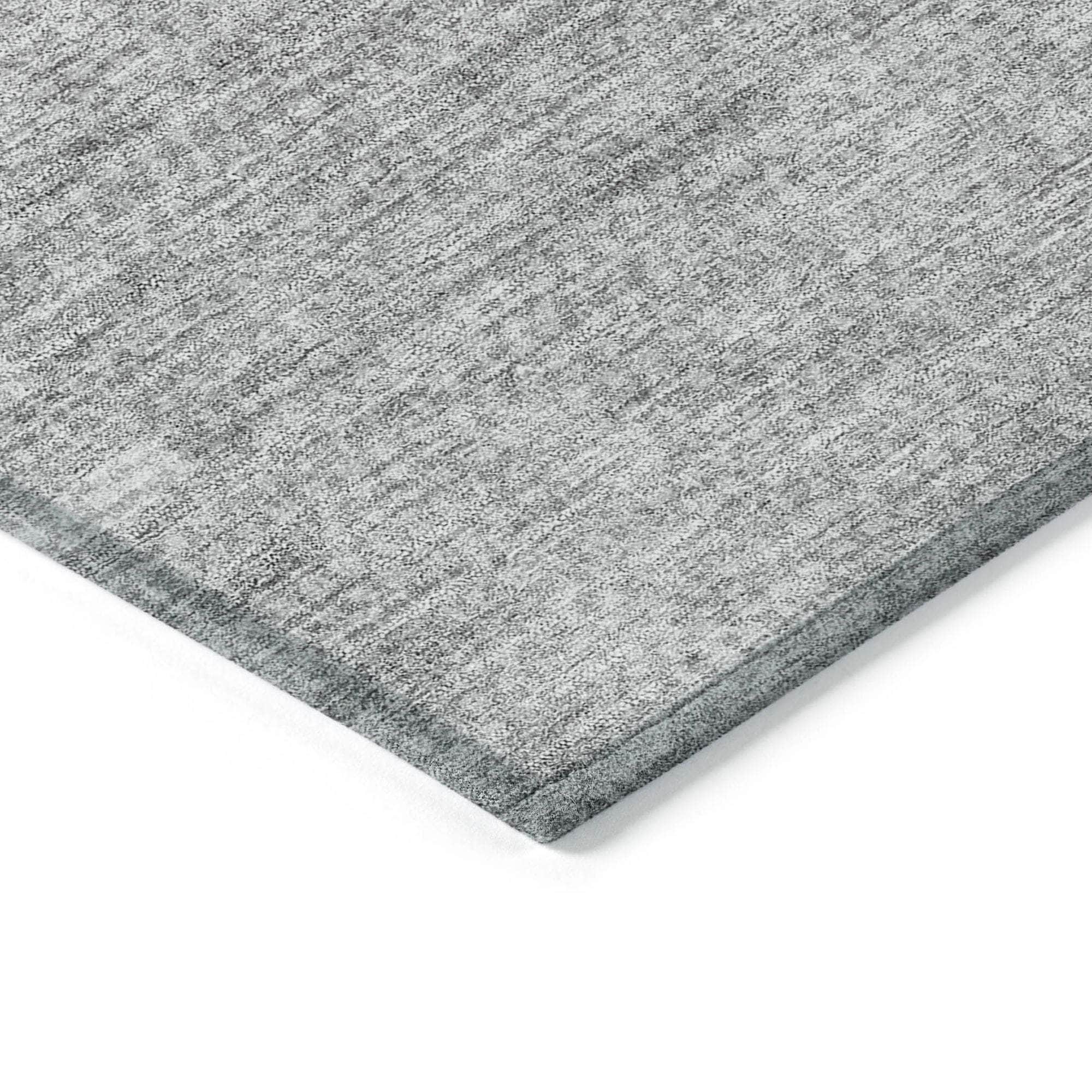 Machine Washable Silver Gray Rug - Indoor / Outdoor - Kids / Pet Friendly Striped Print Rug