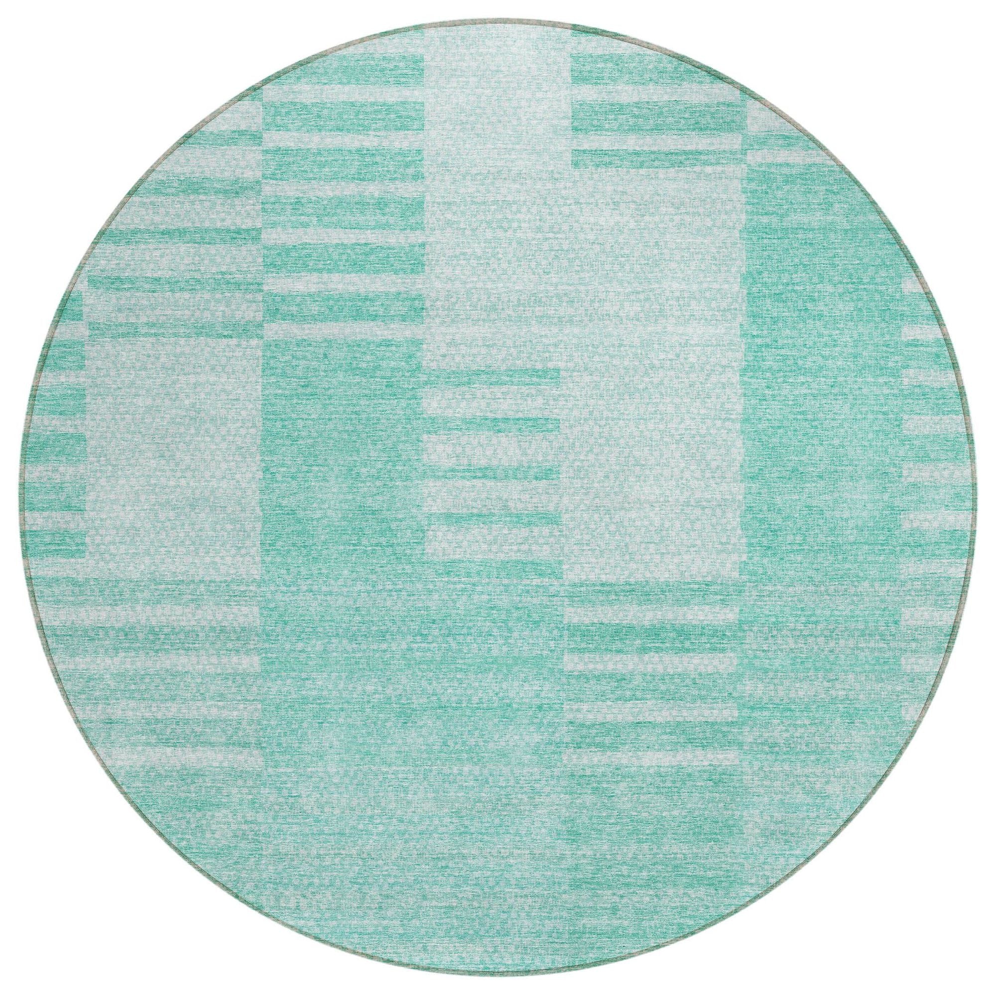 Machine Washable Teal Rug - Indoor / Outdoor - Kids / Pet Friendly Striped Print Rug