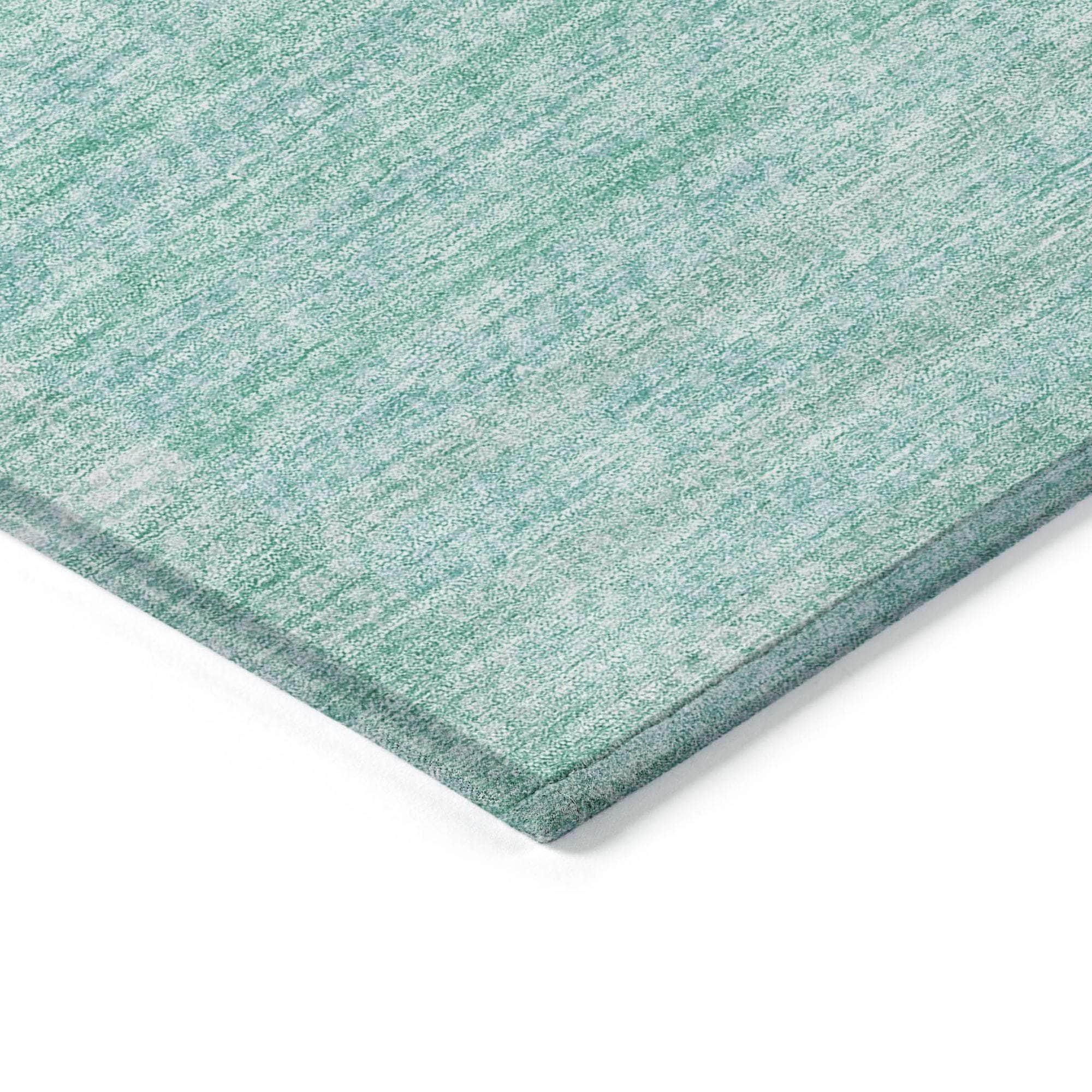 Machine Washable Teal Rug - Indoor / Outdoor - Kids / Pet Friendly Striped Print Rug