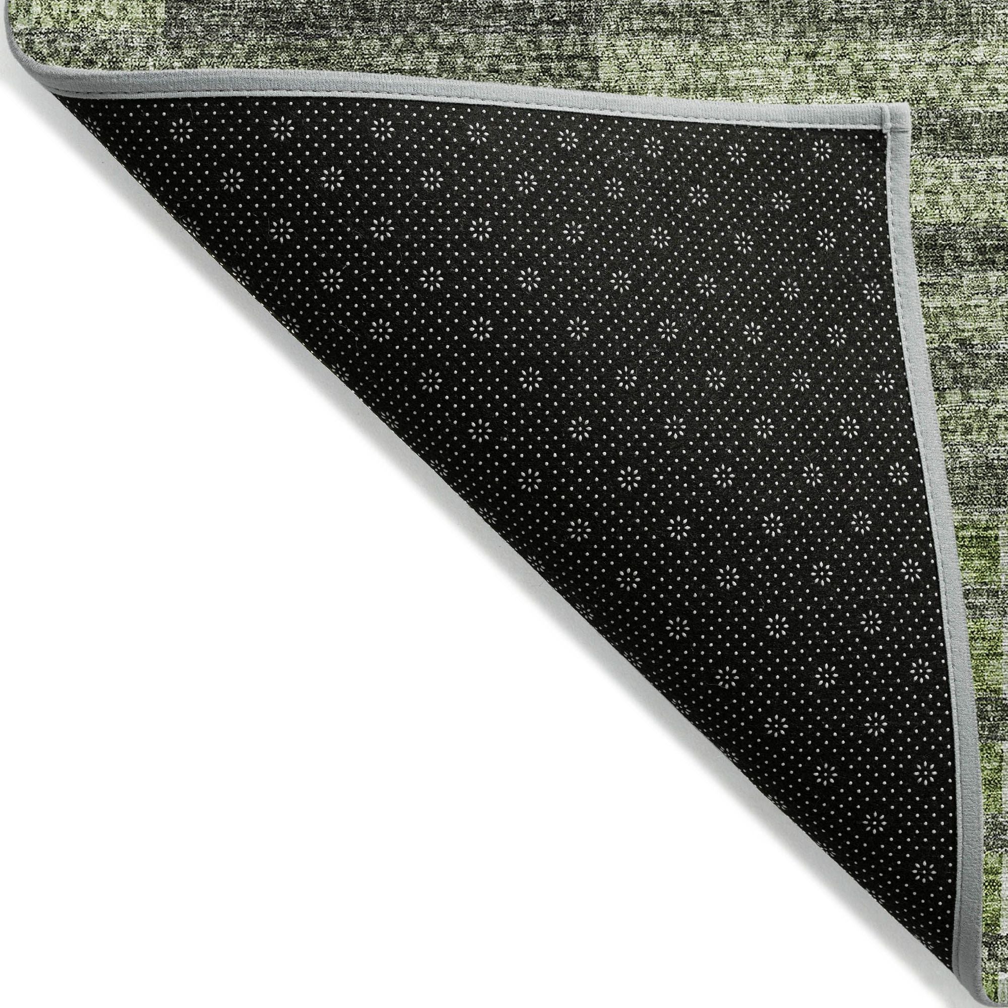 Machine Washable Green Rug - Indoor / Outdoor - Kids / Pet Friendly Striped Print Rug
