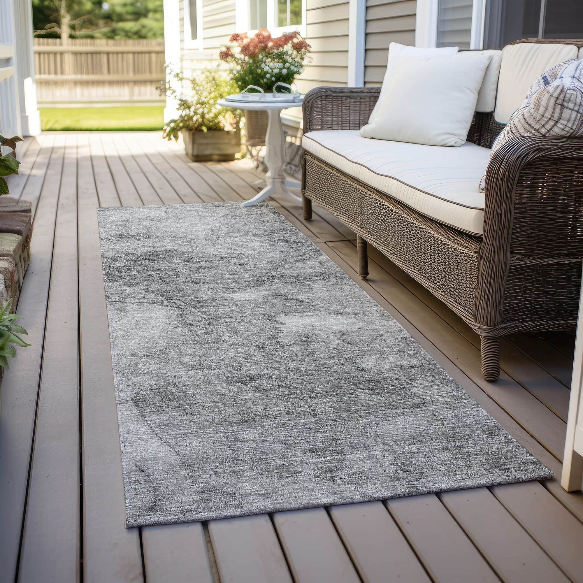 Machine Washable Gray Rug - Indoor / Outdoor - Kids / Pet Friendly Modern Print Rug
