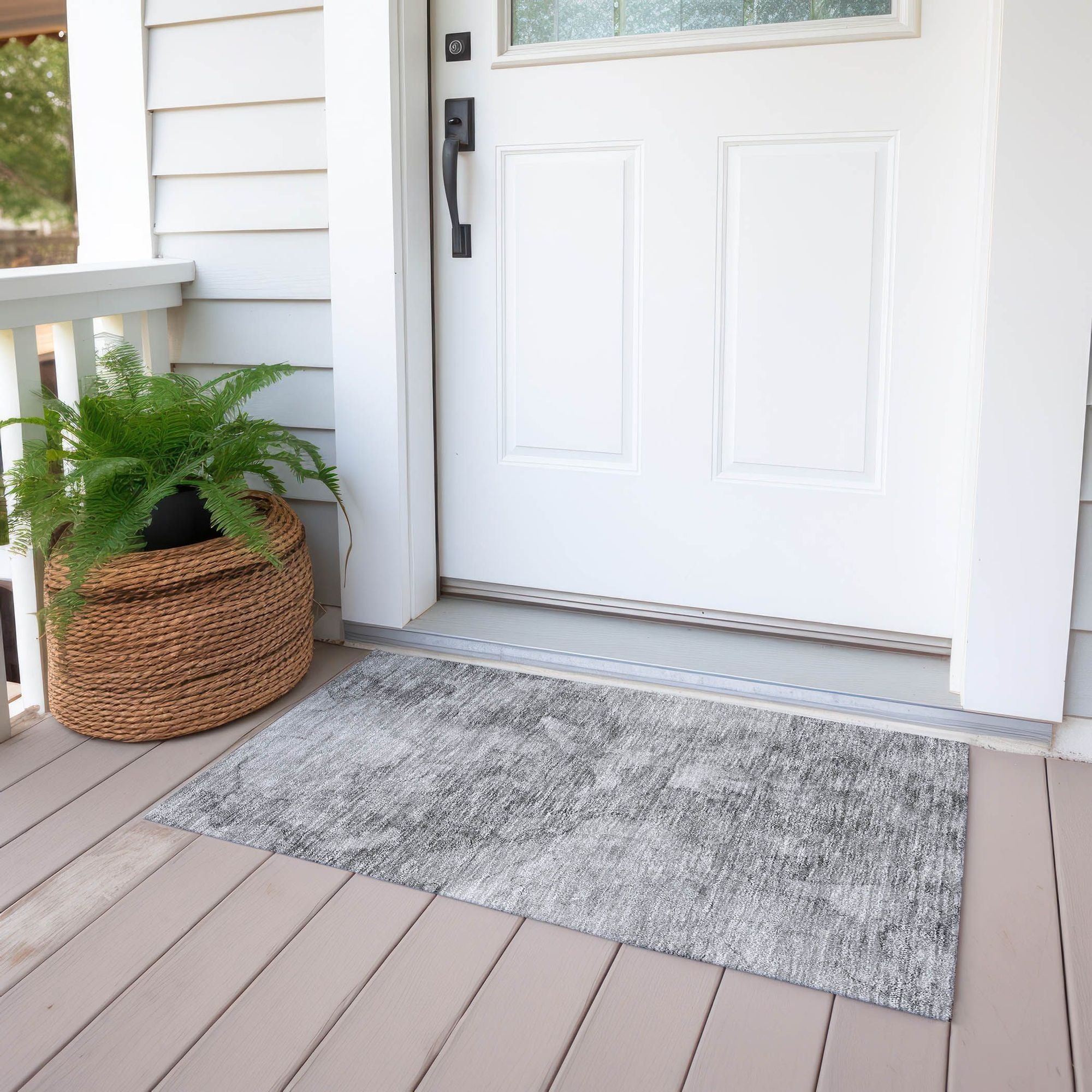 Machine Washable Gray Rug - Indoor / Outdoor - Kids / Pet Friendly Modern Print Rug
