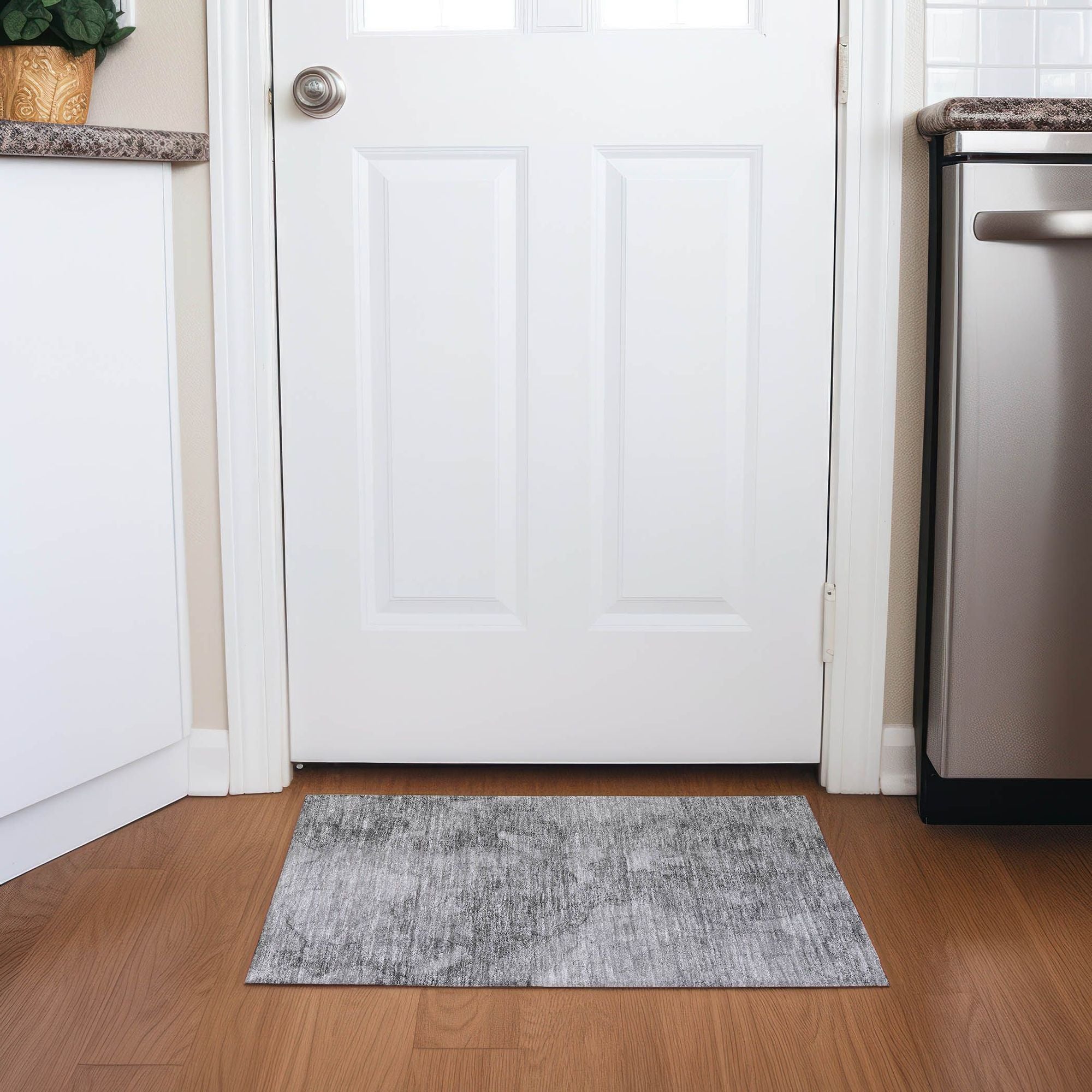 Machine Washable Gray Rug - Indoor / Outdoor - Kids / Pet Friendly Modern Print Rug