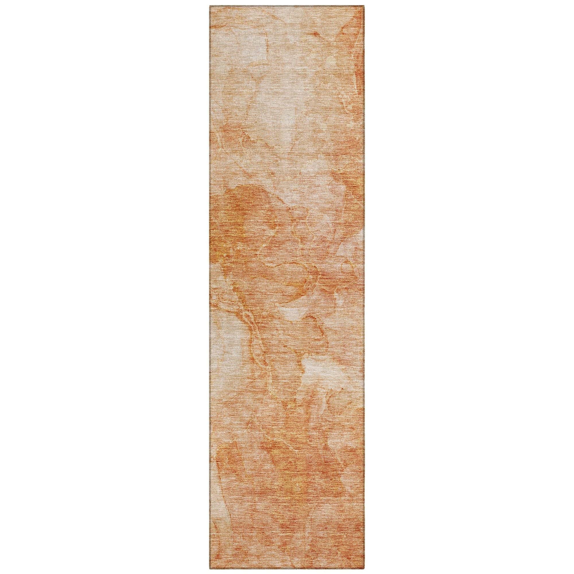 Machine Washable Salmon Orange Rug - Indoor / Outdoor - Kids / Pet Friendly Modern Print Rug