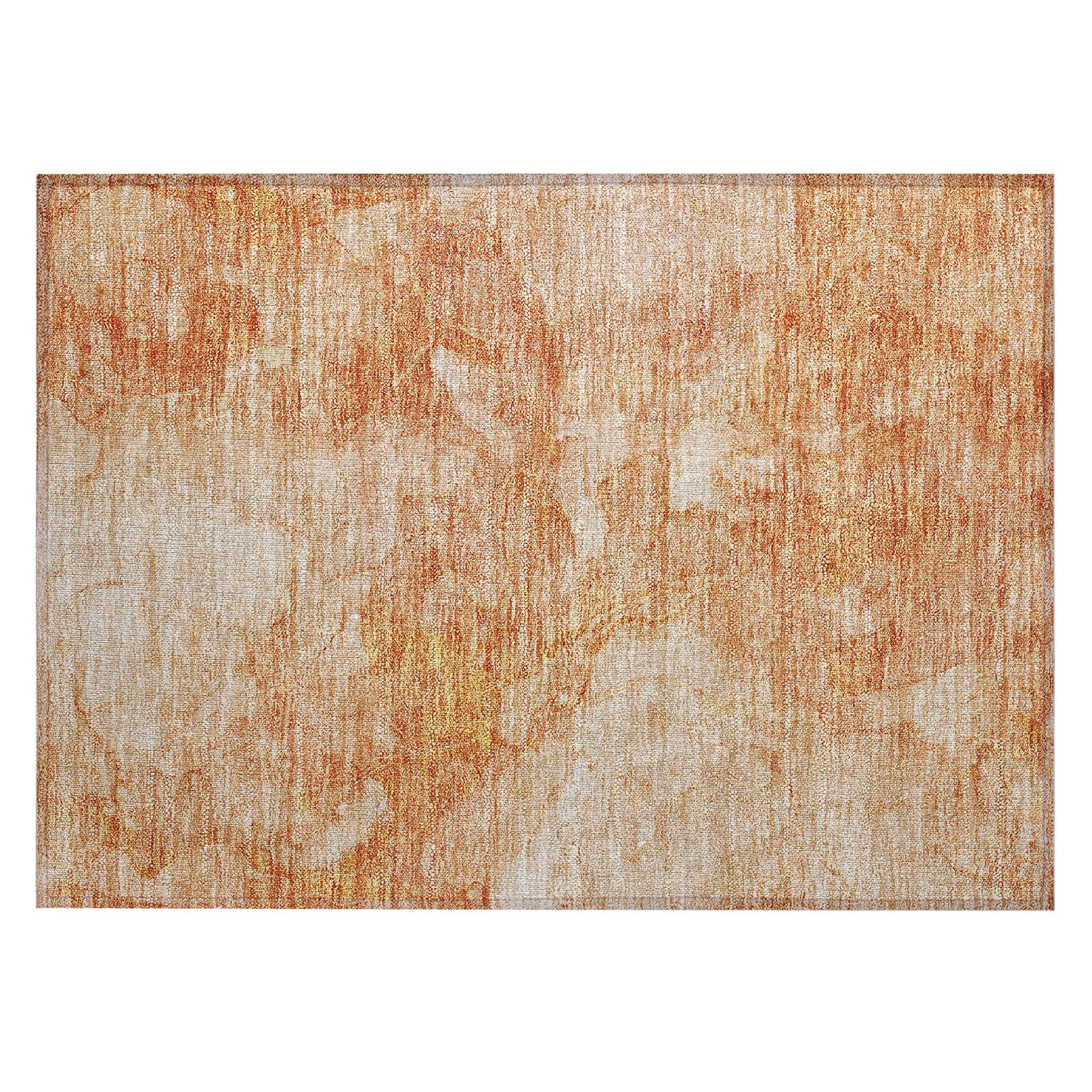 Machine Washable Salmon Orange Rug - Indoor / Outdoor - Kids / Pet Friendly Modern Print Rug