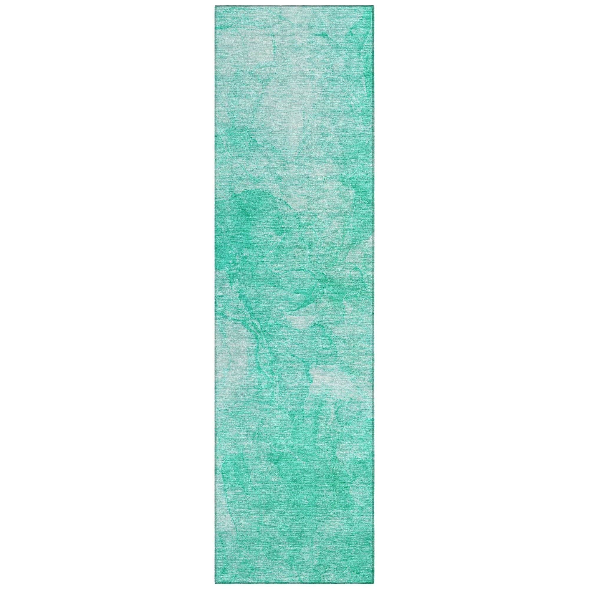 Machine Washable Teal Rug - Indoor / Outdoor - Kids / Pet Friendly Modern Print Rug