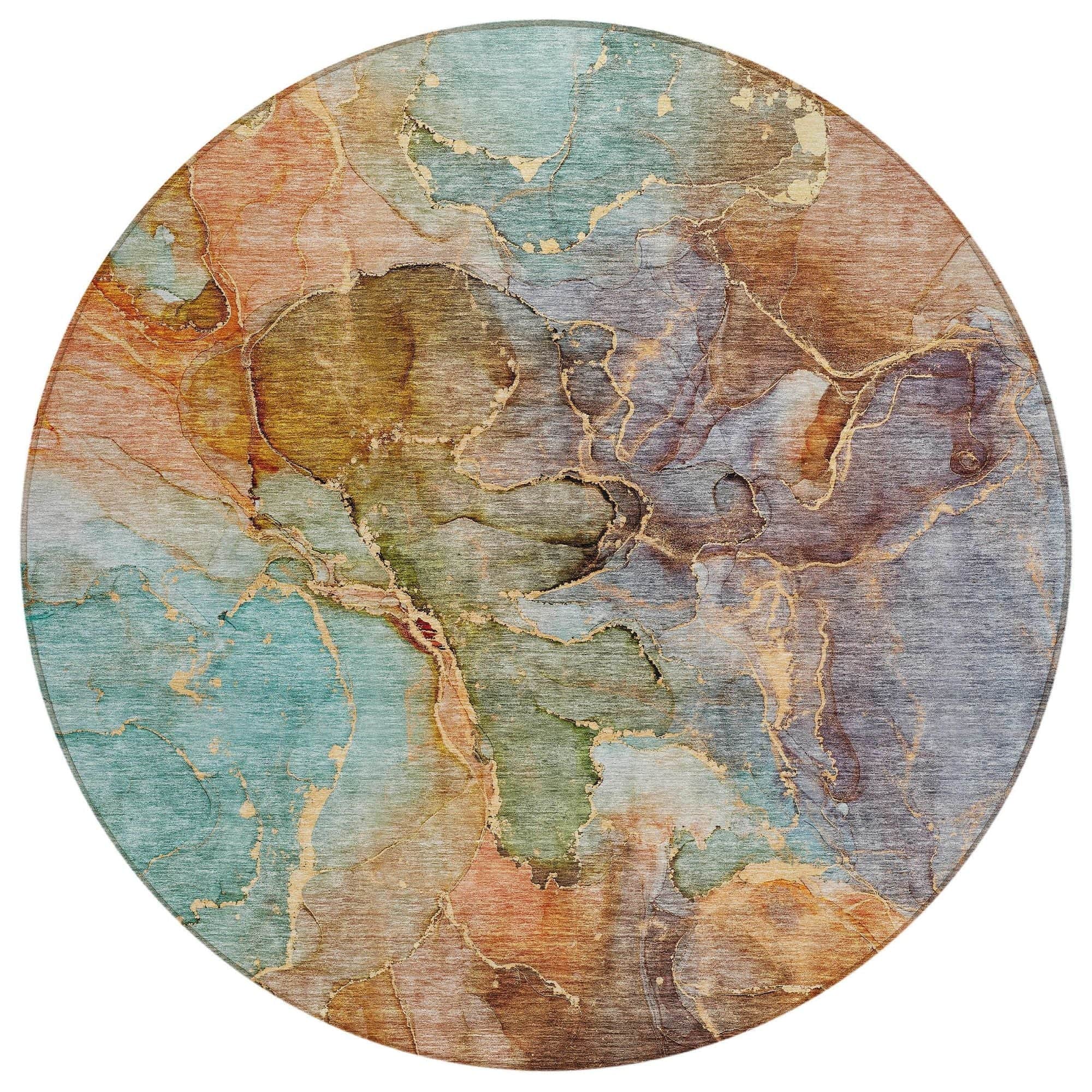 Machine Washable Coral Orange Rug - Indoor / Outdoor - Kids / Pet Friendly Modern Print Rug