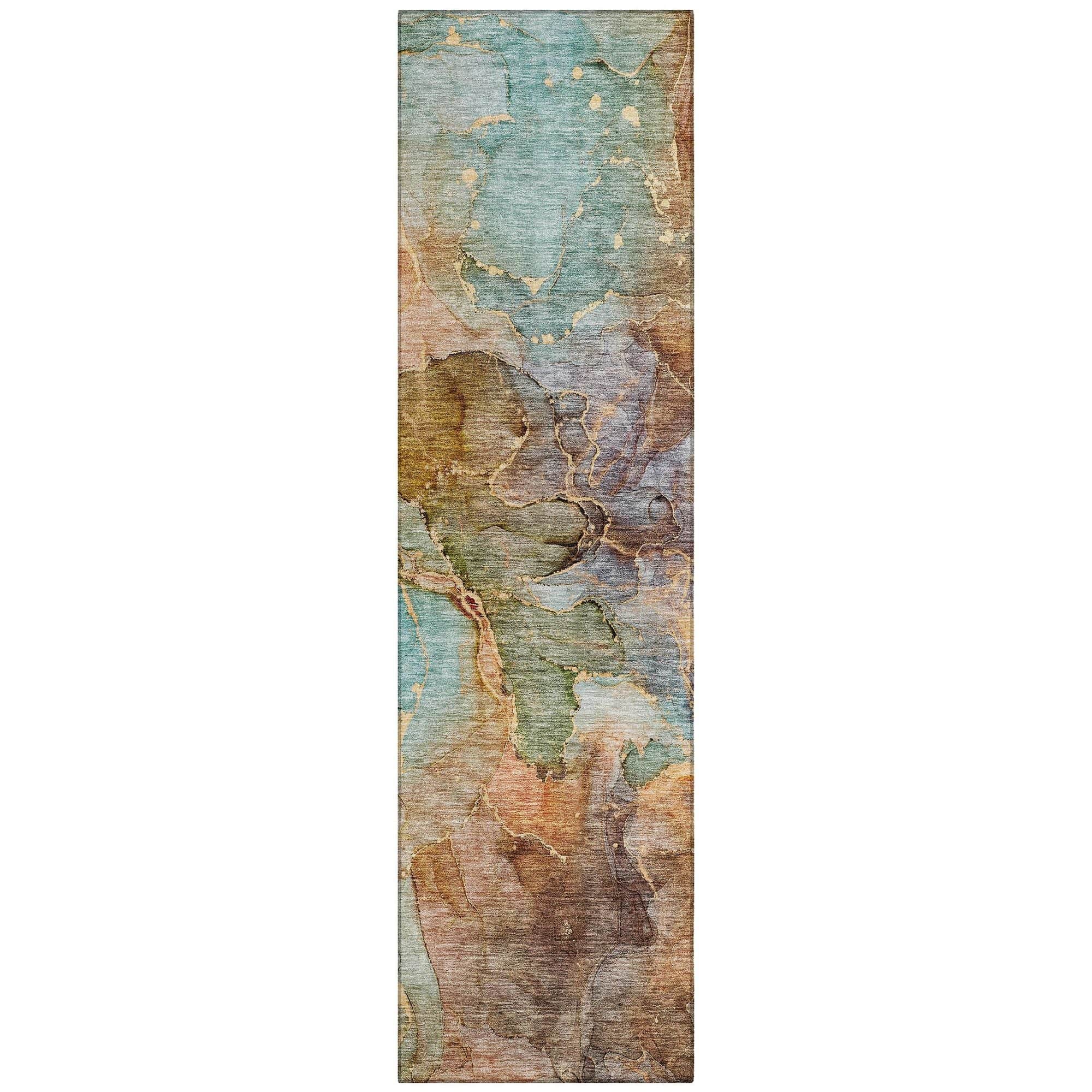 Machine Washable Coral Orange Rug - Indoor / Outdoor - Kids / Pet Friendly Modern Print Rug