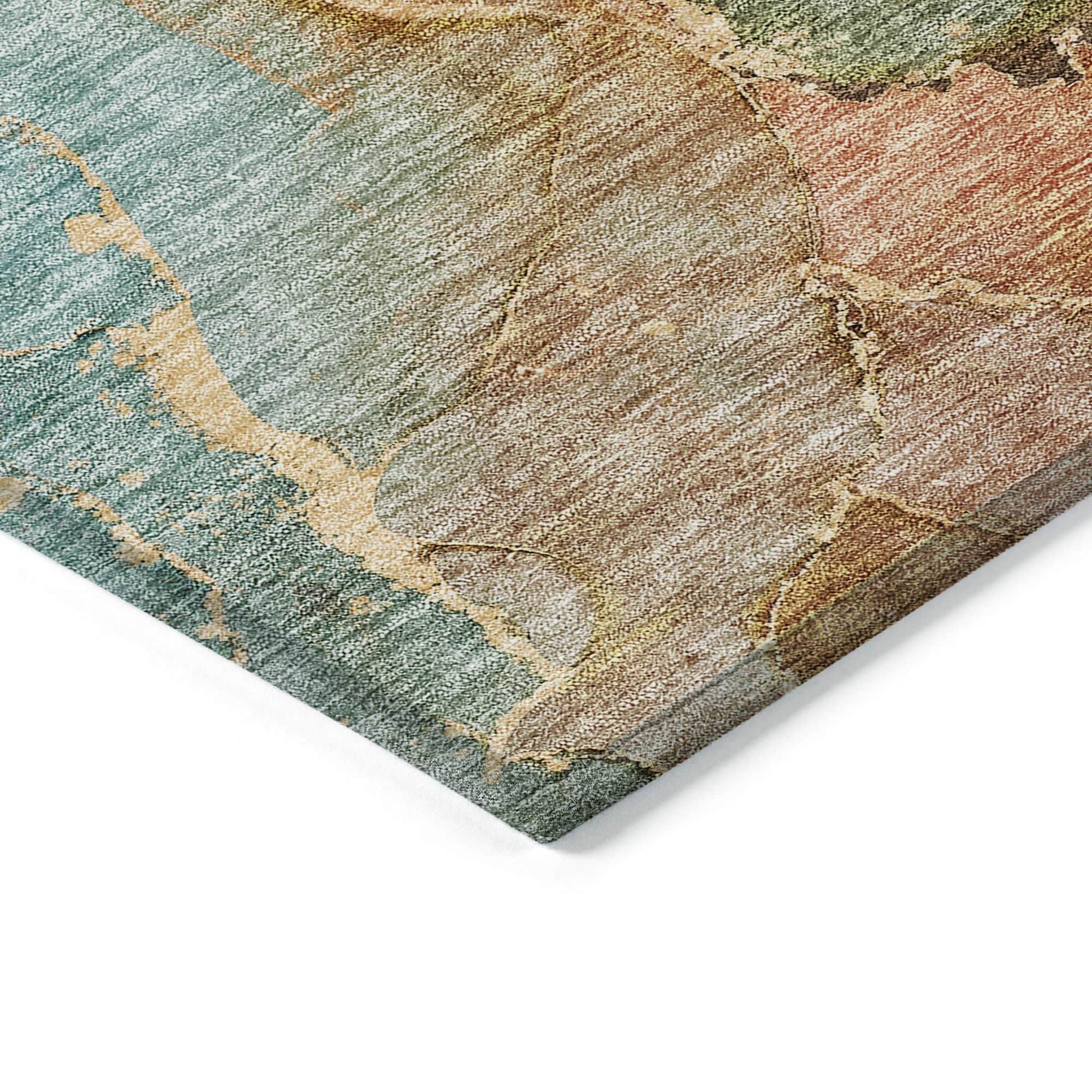 Machine Washable Coral Orange Rug - Indoor / Outdoor - Kids / Pet Friendly Modern Print Rug