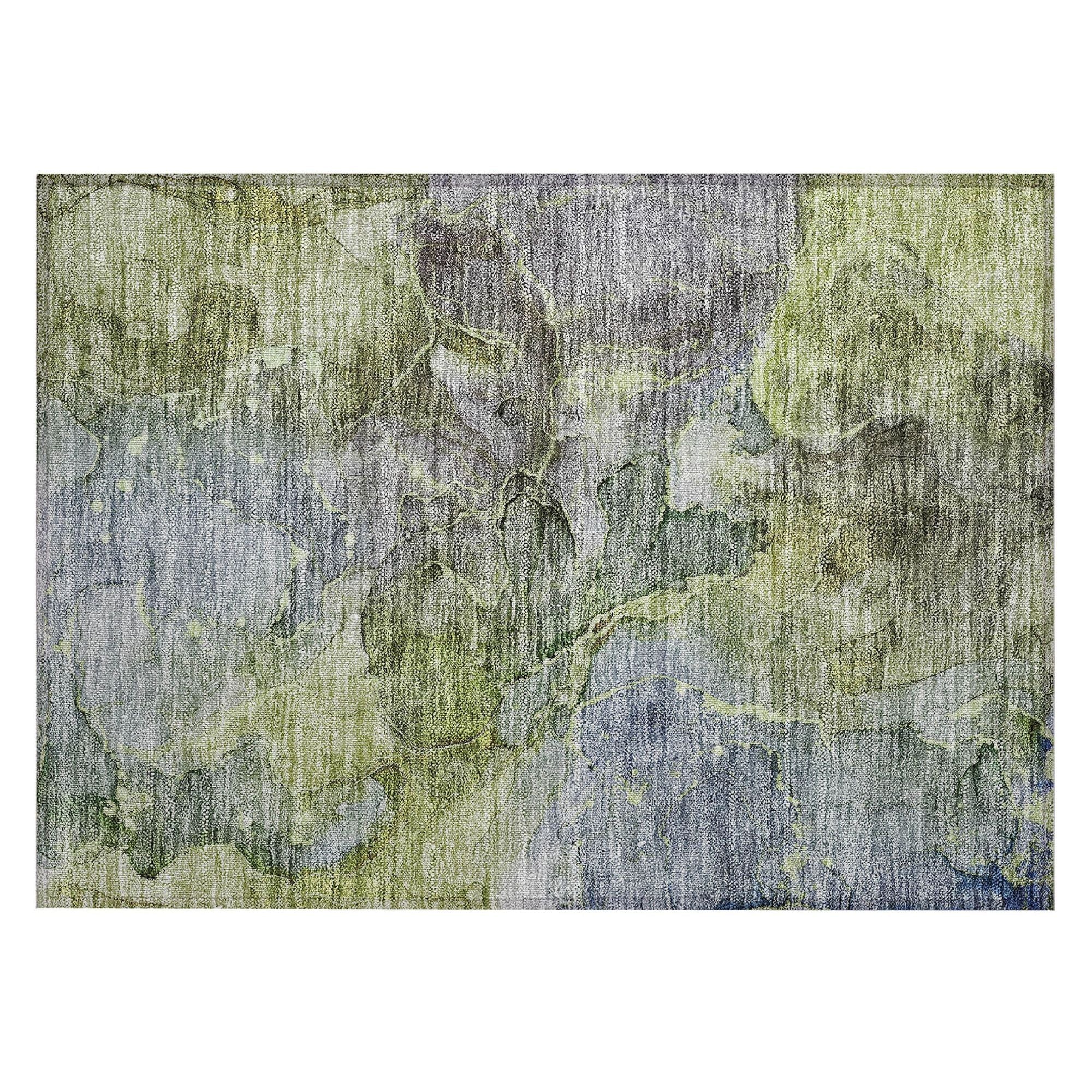 Machine Washable Olive Green Rug - Indoor / Outdoor - Kids / Pet Friendly Modern Print Rug