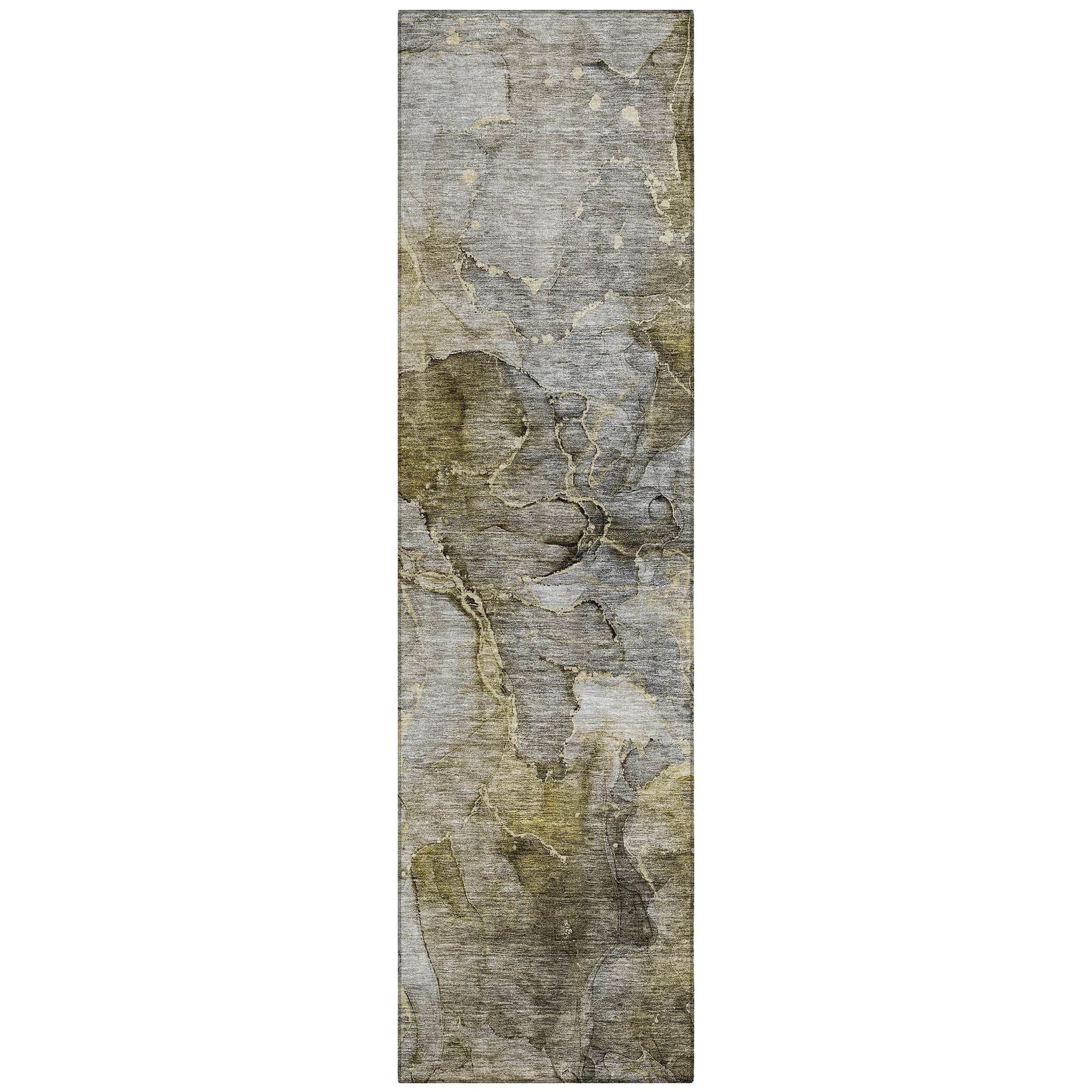 Machine Washable Taupe Brown Rug - Indoor / Outdoor - Kids / Pet Friendly Modern Print Rug