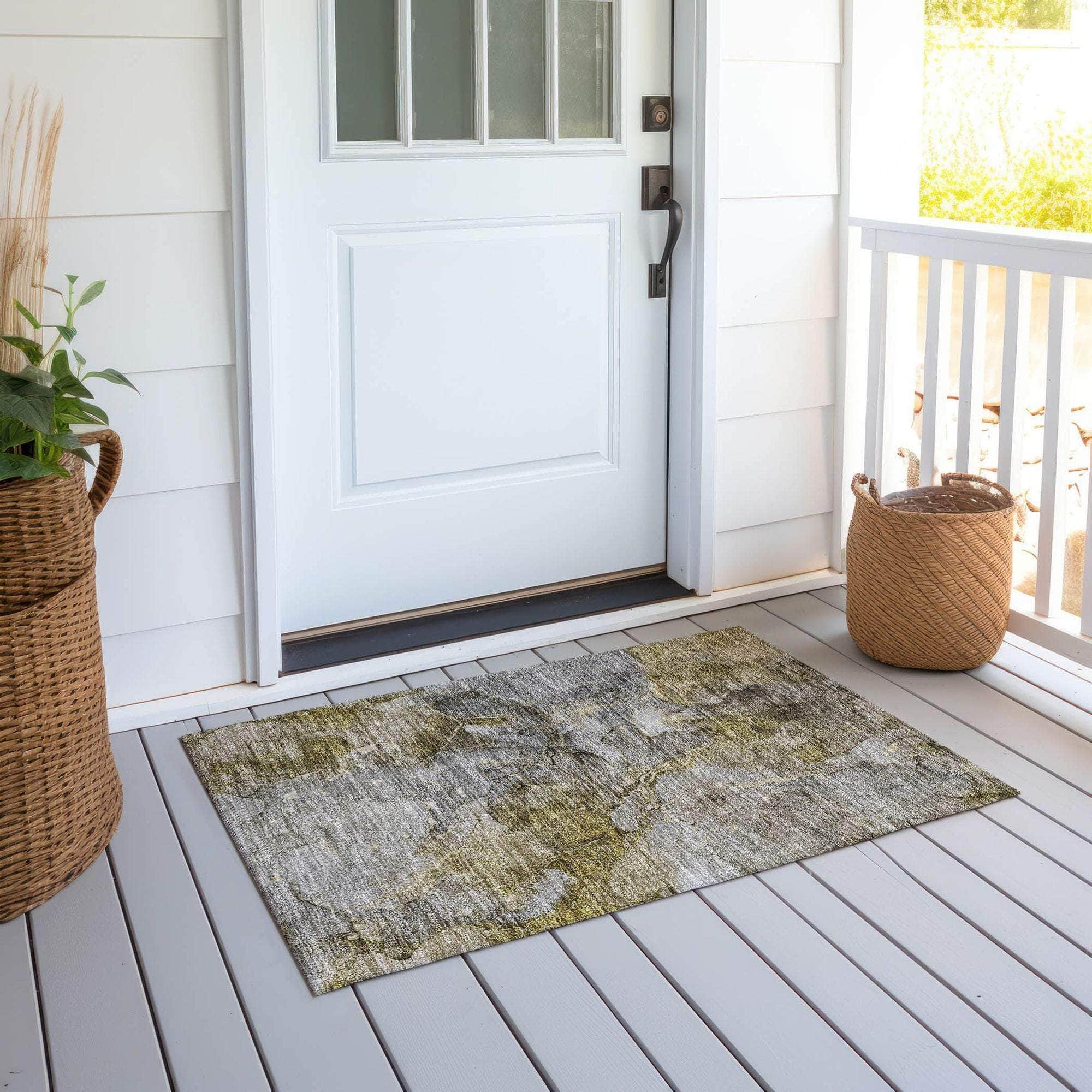 Machine Washable Taupe Brown Rug - Indoor / Outdoor - Kids / Pet Friendly Modern Print Rug