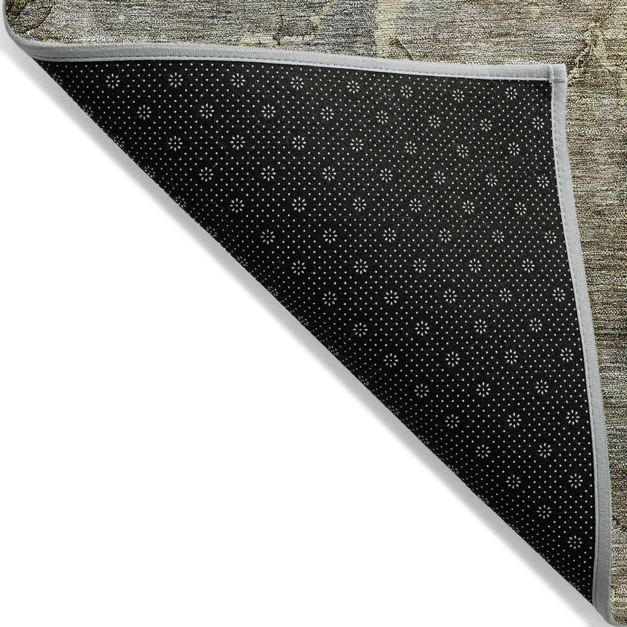 Machine Washable Taupe Brown Rug - Indoor / Outdoor - Kids / Pet Friendly Modern Print Rug