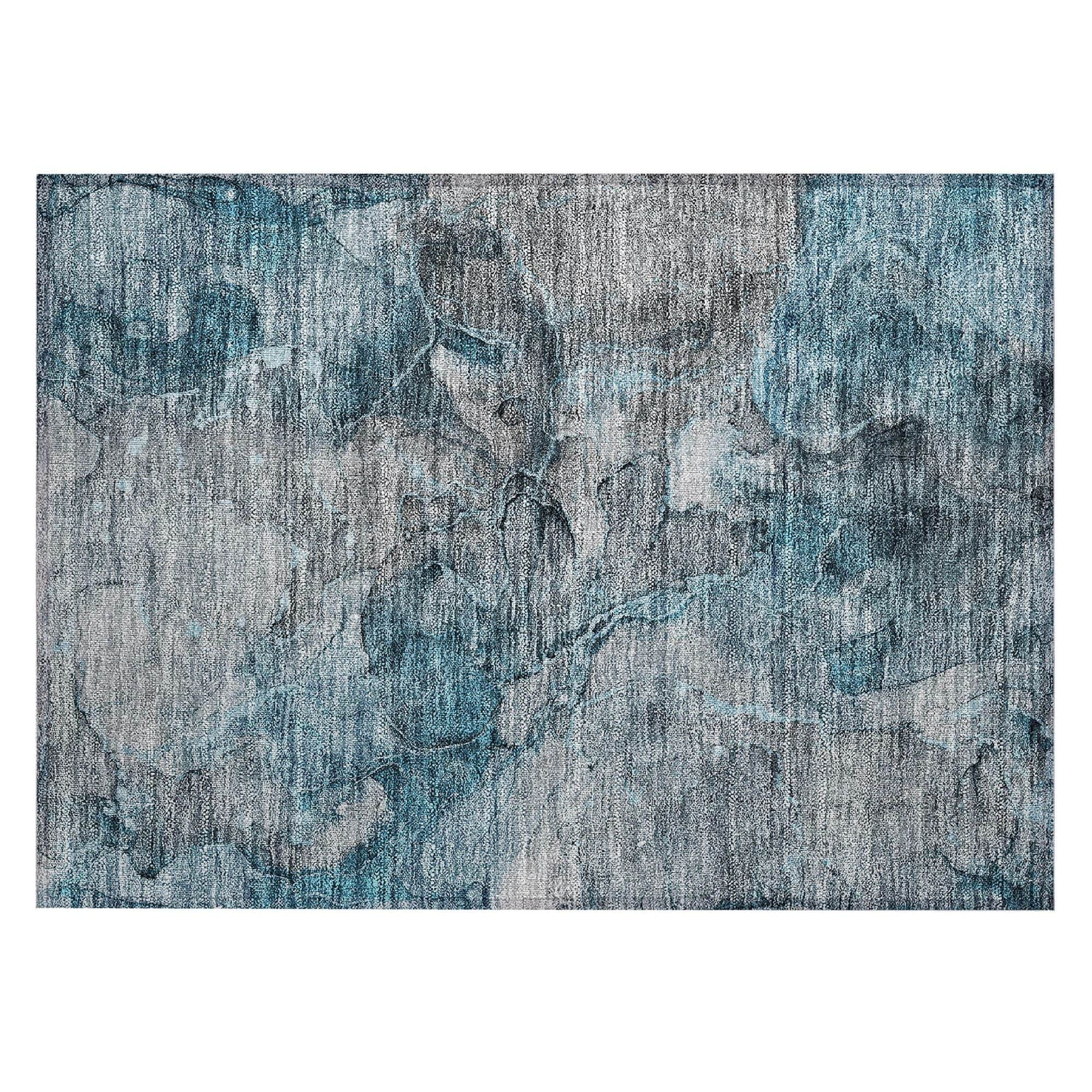 Machine Washable Teal Rug - Indoor / Outdoor - Kids / Pet Friendly Modern Print Rug