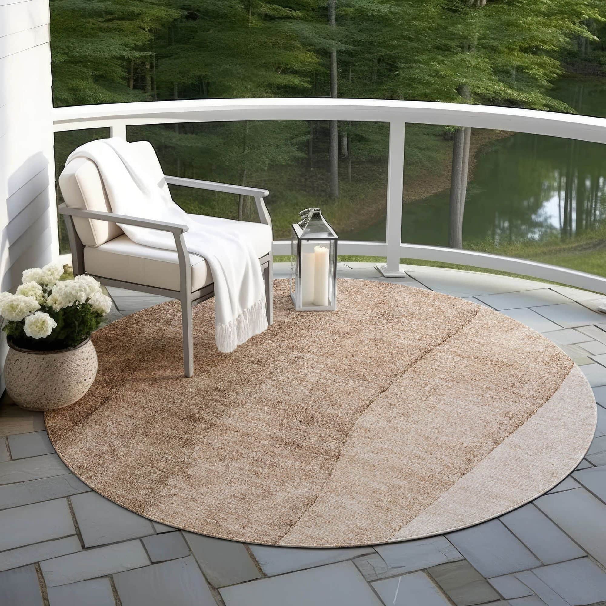 Machine Washable Brown Rug - Indoor / Outdoor - Kids / Pet Friendly Ombre Print Rug
