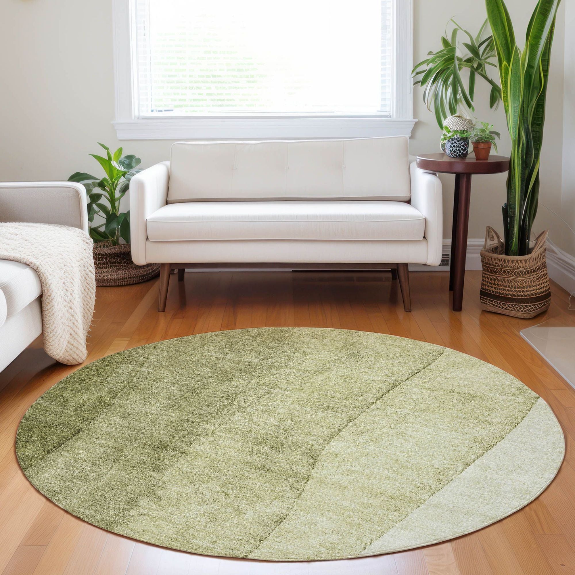 Machine Washable Olive Green Rug - Indoor / Outdoor - Kids / Pet Friendly Ombre Print Rug