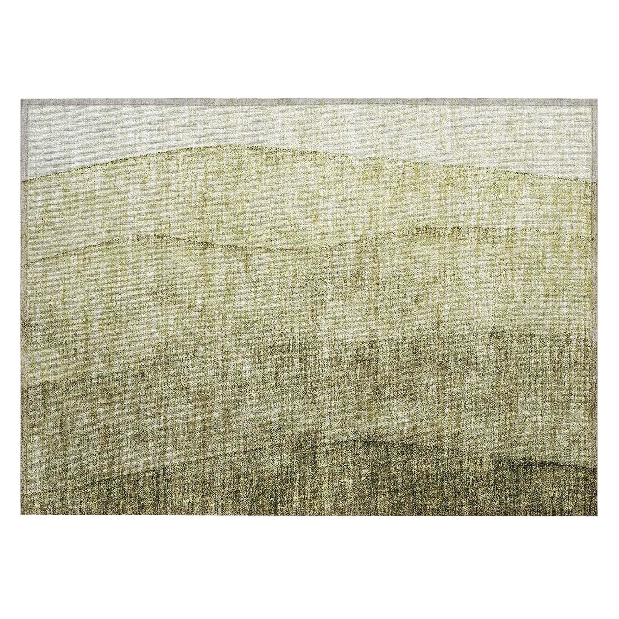Machine Washable Olive Green Rug - Indoor / Outdoor - Kids / Pet Friendly Ombre Print Rug