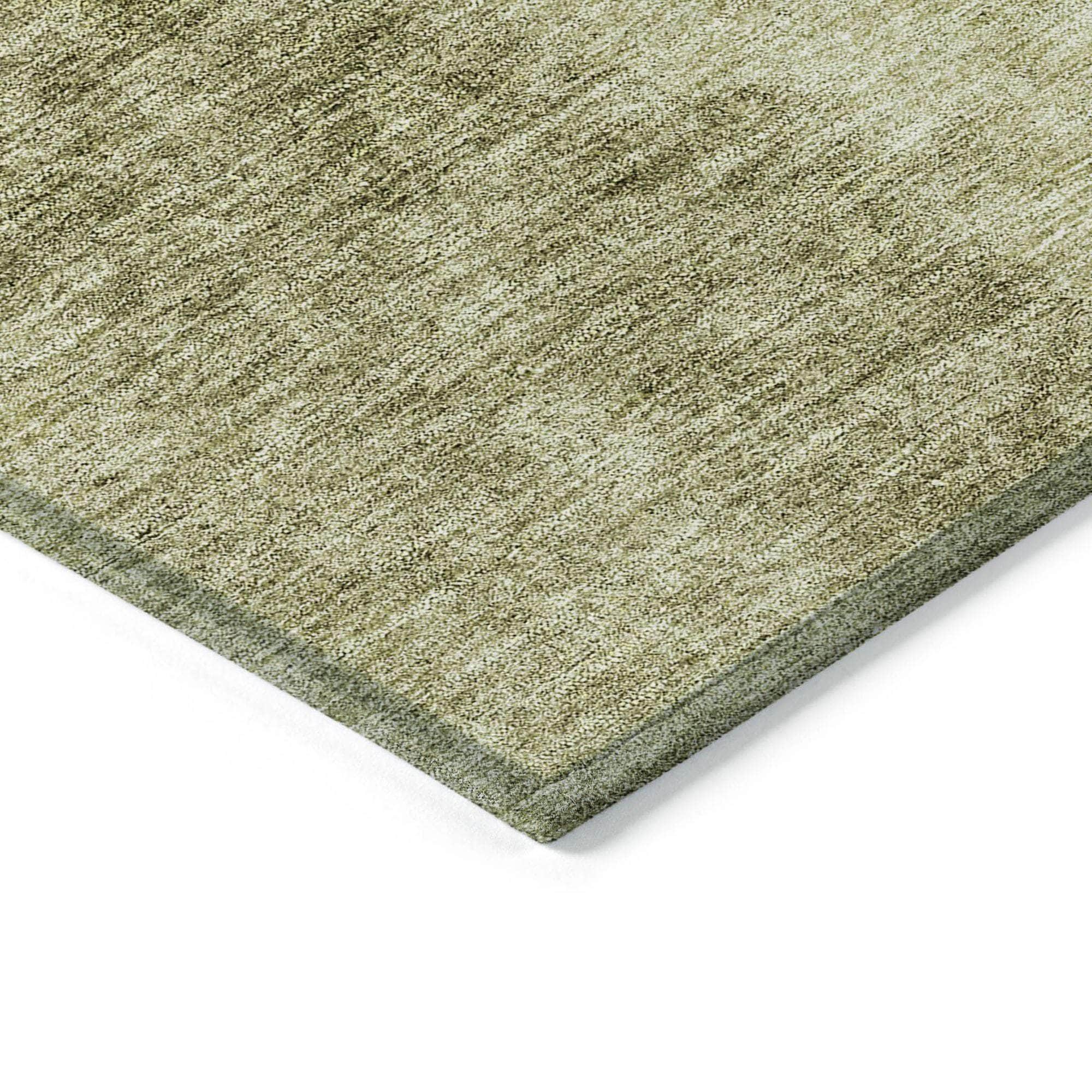 Machine Washable Olive Green Rug - Indoor / Outdoor - Kids / Pet Friendly Ombre Print Rug