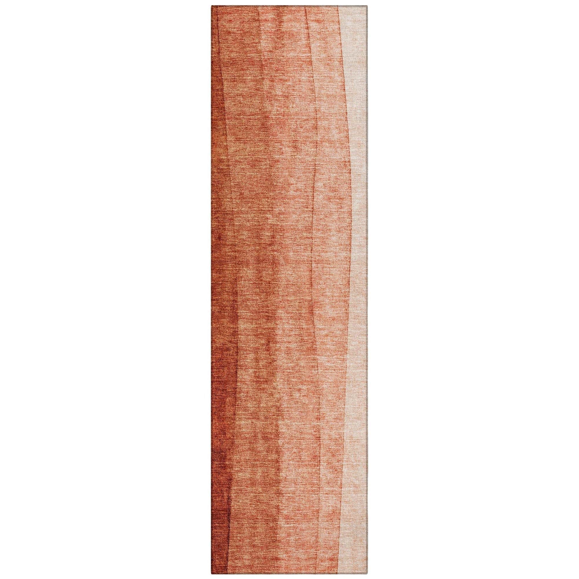 Machine Washable Paprika Orange Rug - Indoor / Outdoor - Kids / Pet Friendly Ombre Print Rug