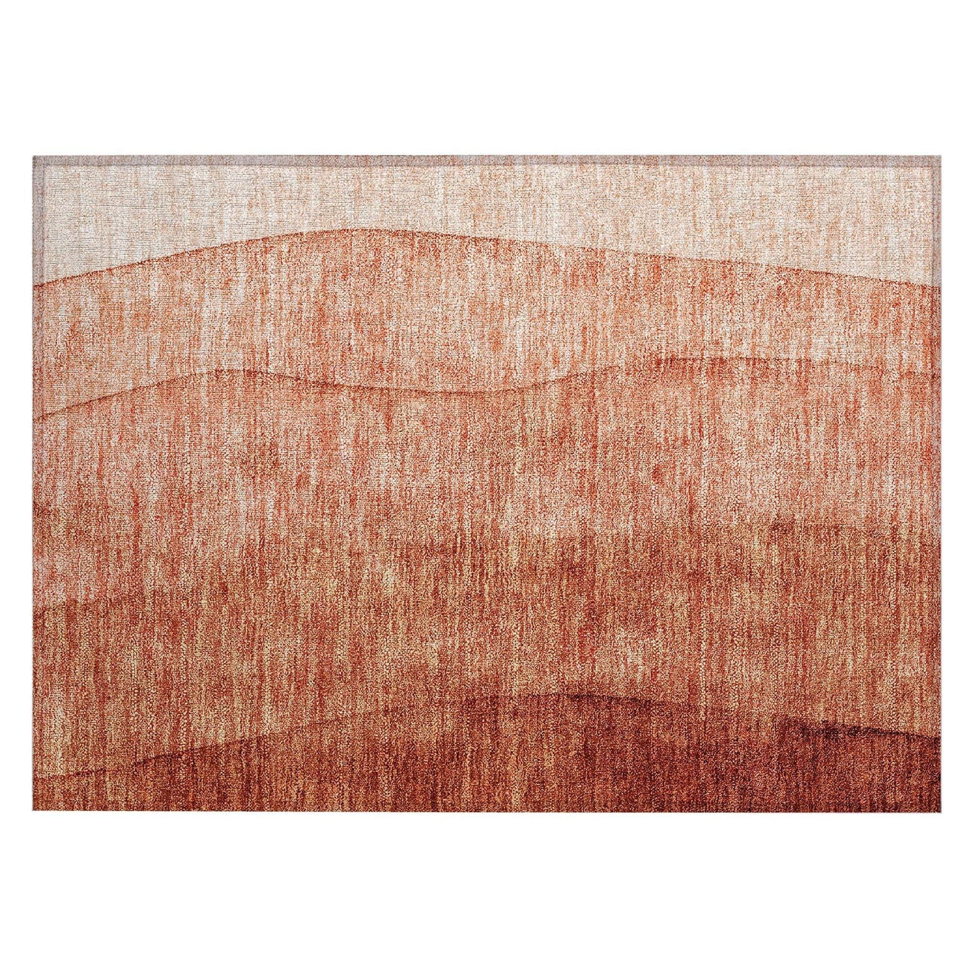 Machine Washable Paprika Orange Rug - Indoor / Outdoor - Kids / Pet Friendly Ombre Print Rug