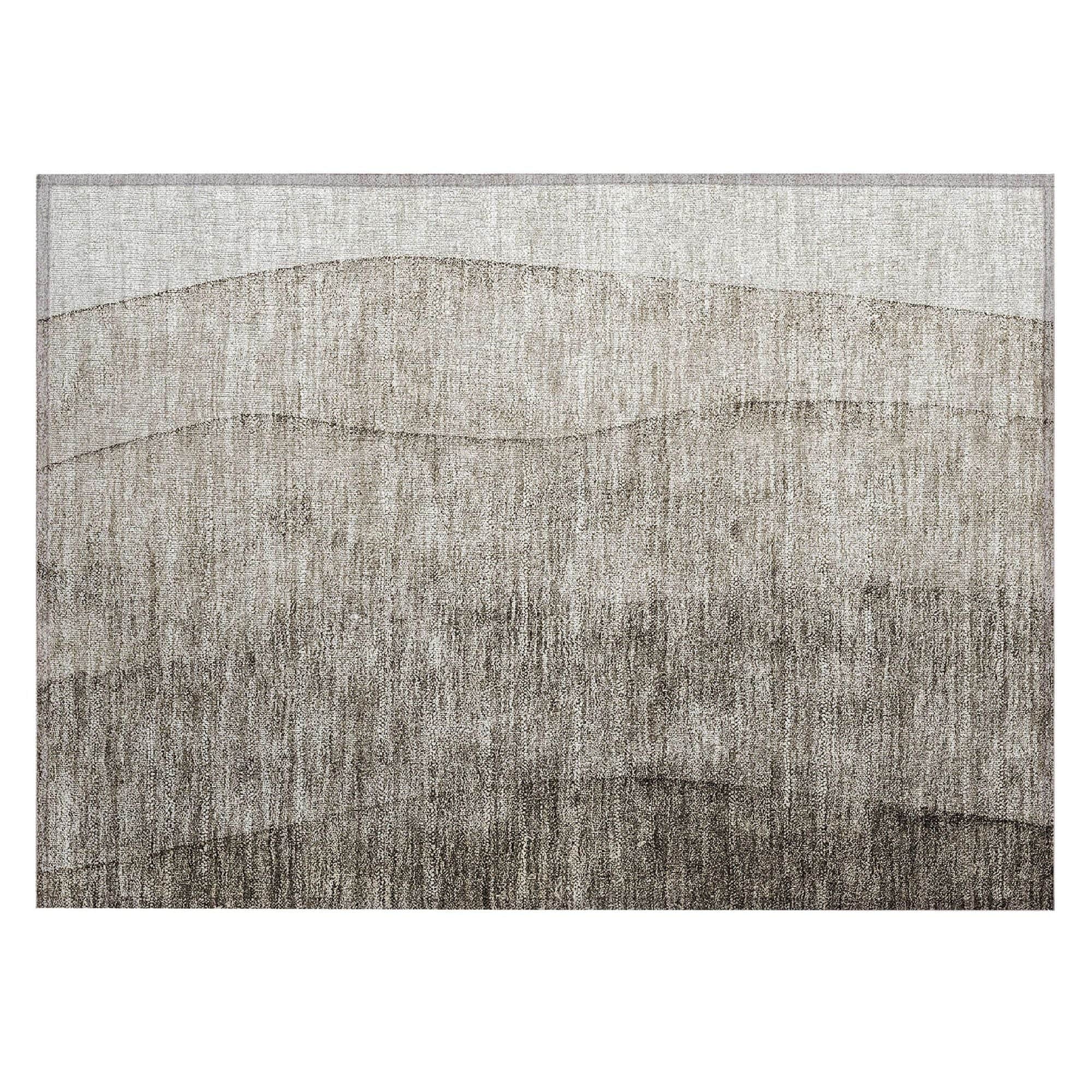 Machine Washable Taupe Brown Rug - Indoor / Outdoor - Kids / Pet Friendly Ombre Print Rug