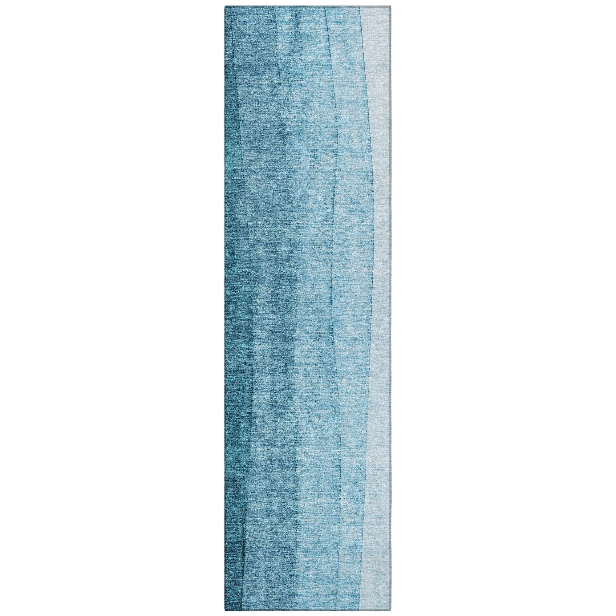 Machine Washable Teal Rug - Indoor / Outdoor - Kids / Pet Friendly Ombre Print Rug