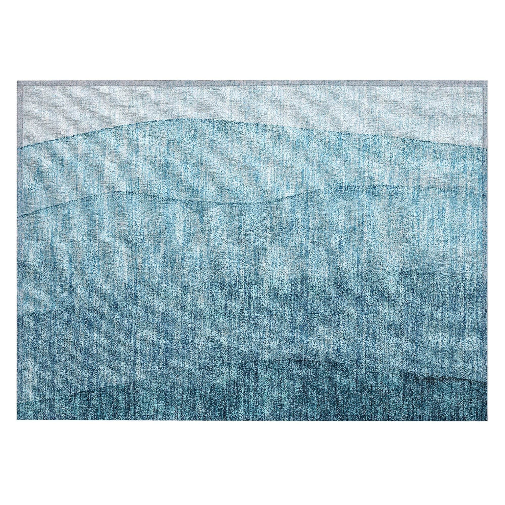 Machine Washable Teal Rug - Indoor / Outdoor - Kids / Pet Friendly Ombre Print Rug