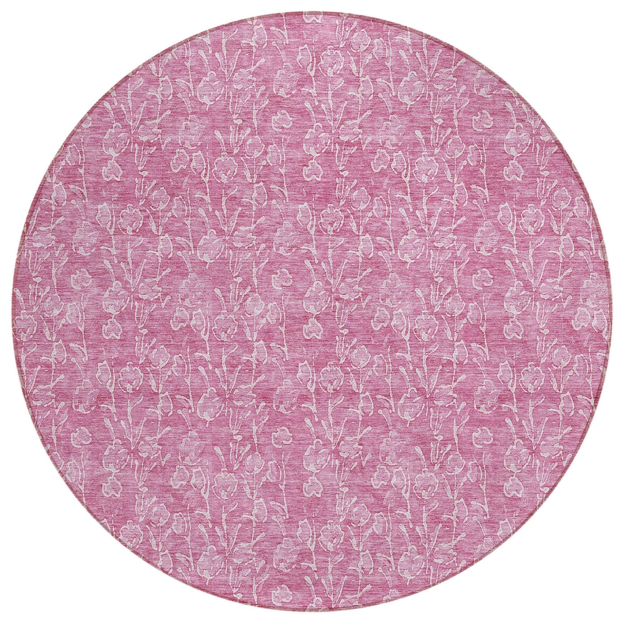 Machine Washable Blush Pink Rug - Indoor / Outdoor - Kids / Pet Friendly Floral Print Rug