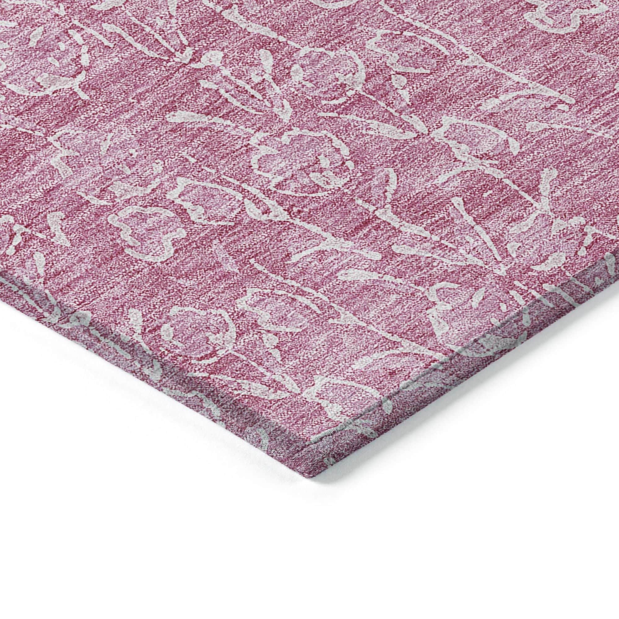 Machine Washable Blush Pink Rug - Indoor / Outdoor - Kids / Pet Friendly Floral Print Rug