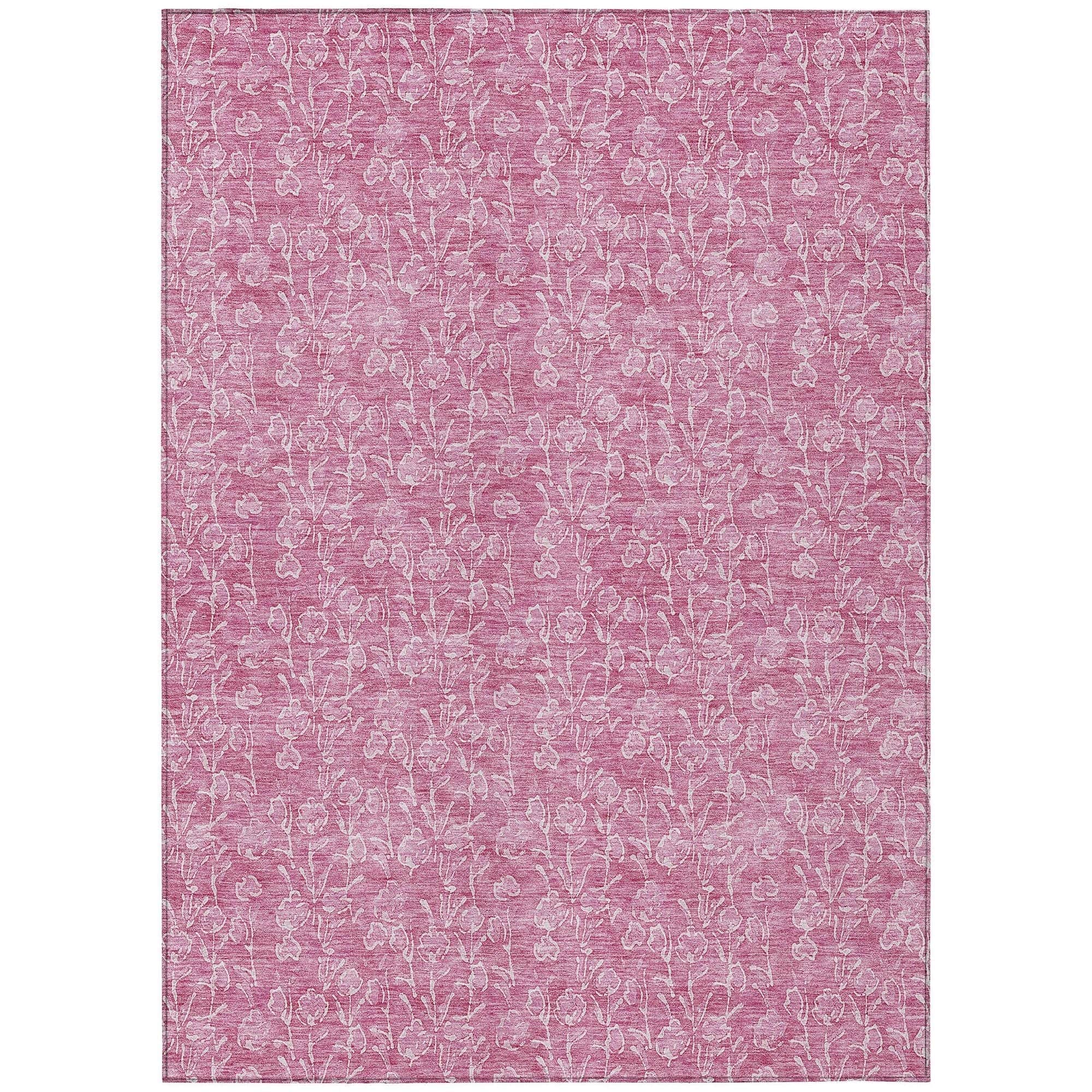 Machine Washable Blush Pink Rug - Indoor / Outdoor - Kids / Pet Friendly Floral Print Rug