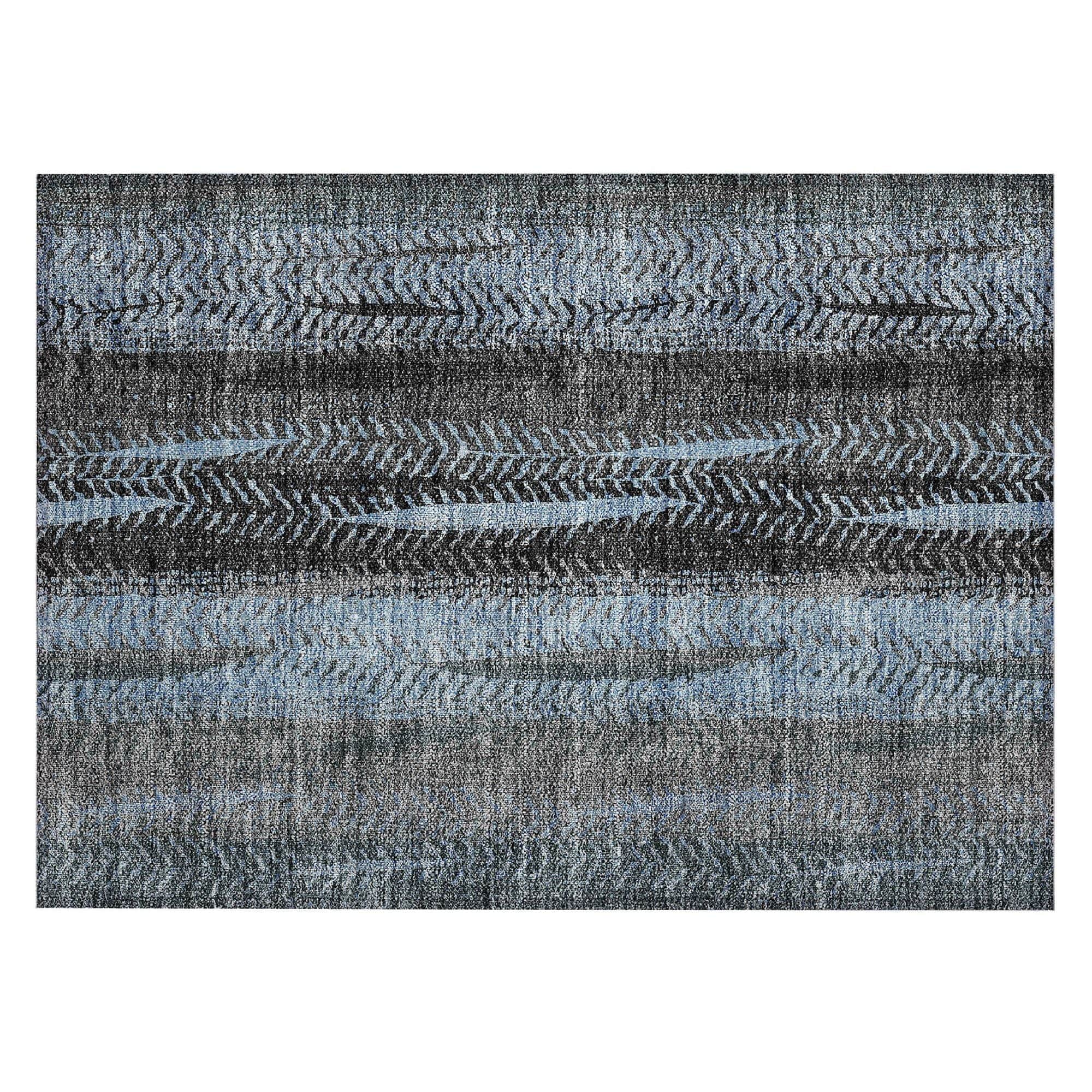 Machine Washable Blue Rug - Indoor / Outdoor - Kids / Pet Friendly Organic Print Rug