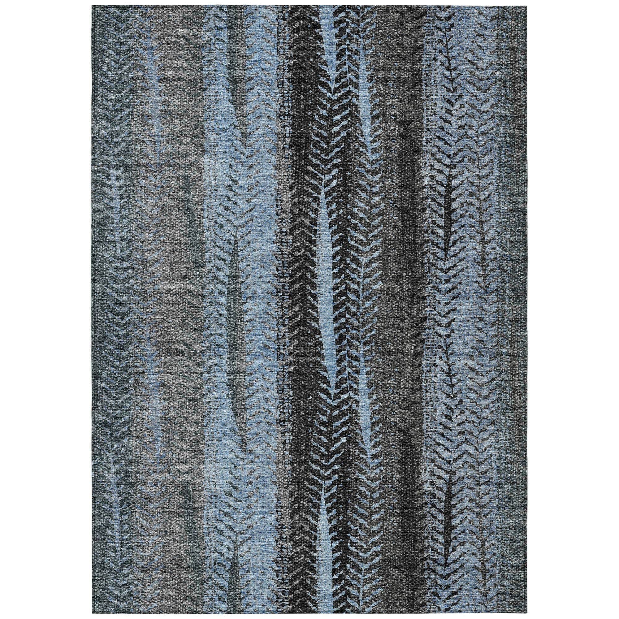Machine Washable Blue Rug - Indoor / Outdoor - Kids / Pet Friendly Organic Print Rug