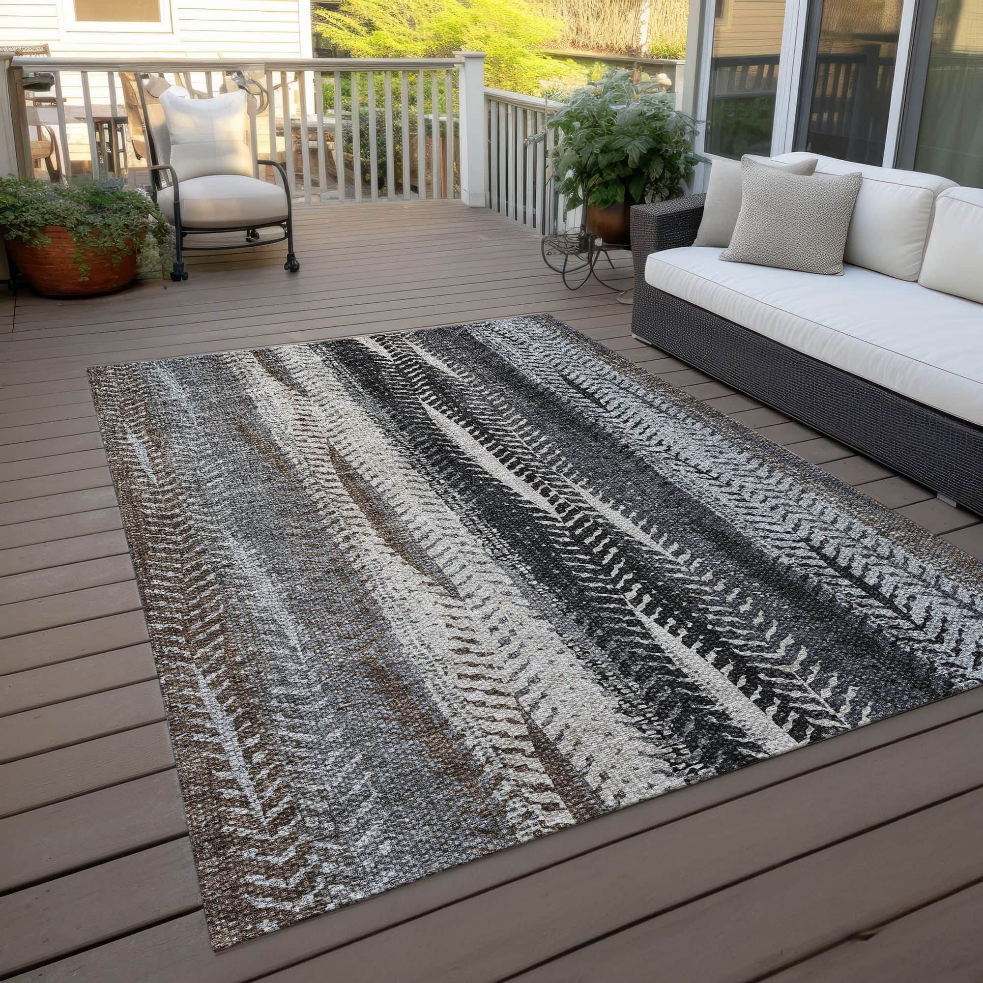 Machine Washable Brown Rug - Indoor / Outdoor - Kids / Pet Friendly Organic Print Rug