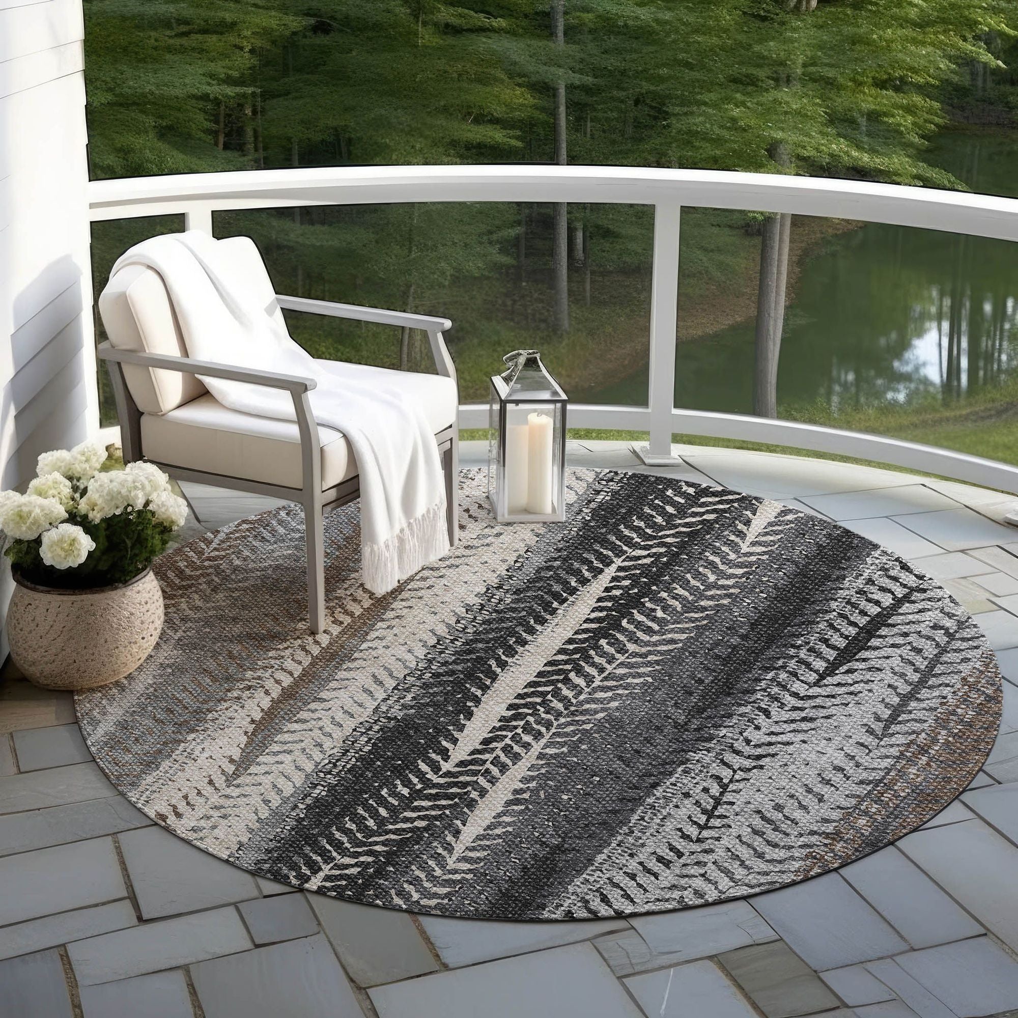 Machine Washable Brown Rug - Indoor / Outdoor - Kids / Pet Friendly Organic Print Rug